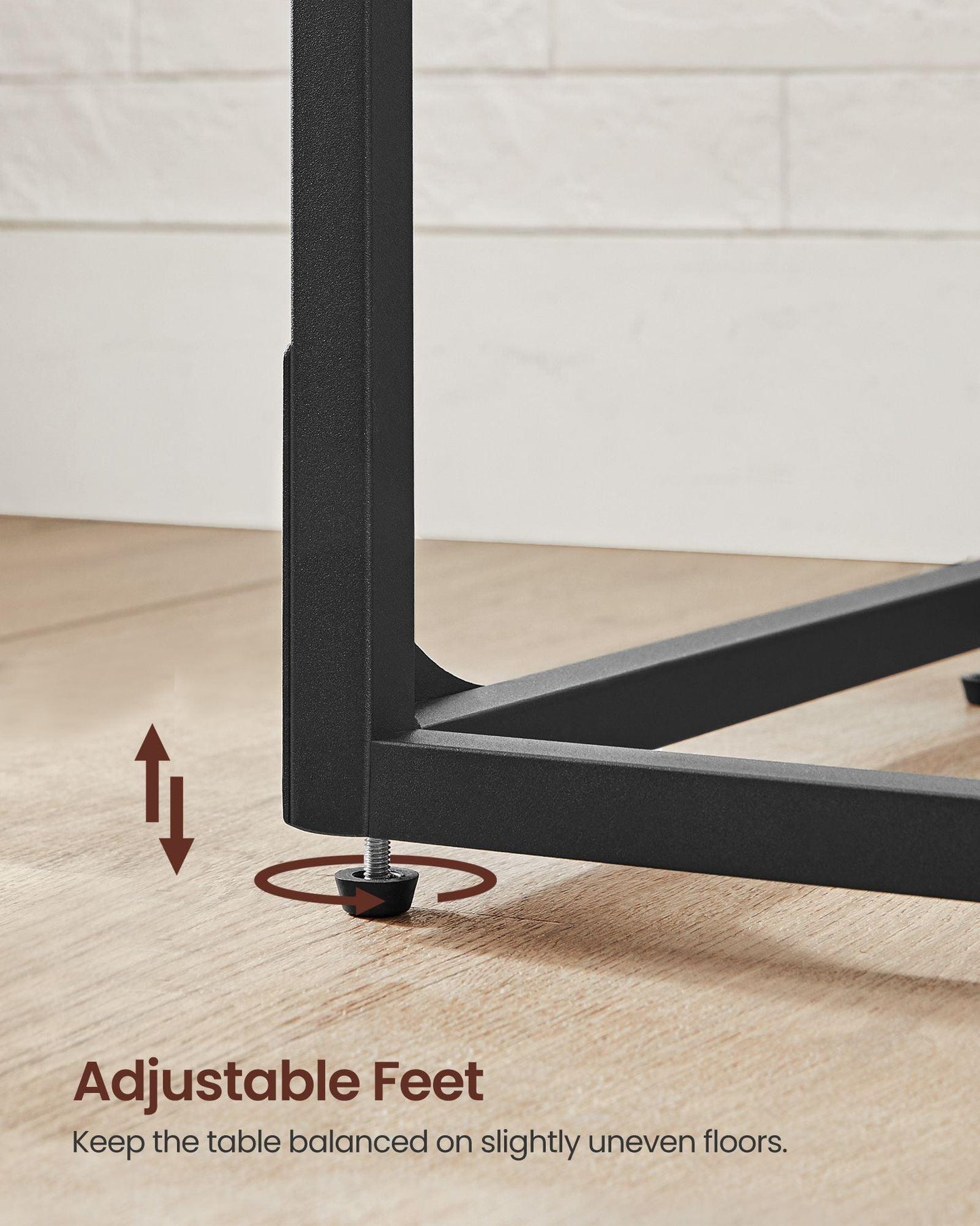C-Shaped End Table, Small Side Table for Couch, Sofa Table with Metal Frame for Living Room, Bedroom, Bedside, Greige and Black FredCo
