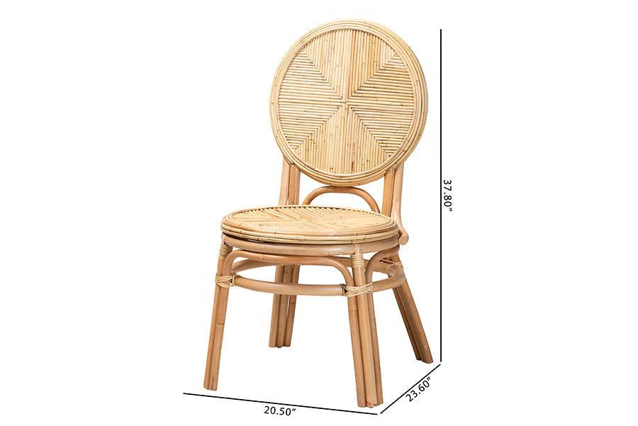 Carita Modern Bohemian Natural Brown Rattan Dining Chair FredCo
