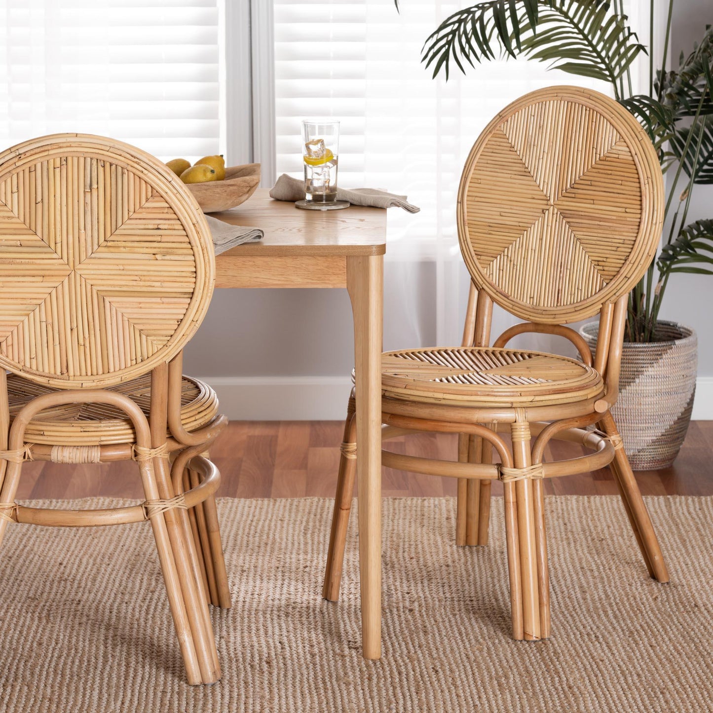 Carita Modern Bohemian Natural Brown Rattan Dining Chair FredCo