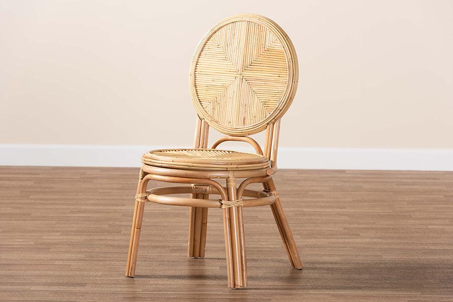 Carita Modern Bohemian Natural Brown Rattan Dining Chair FredCo