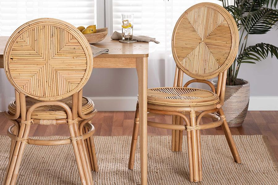 Carita Modern Bohemian Natural Brown Rattan Dining Chair FredCo