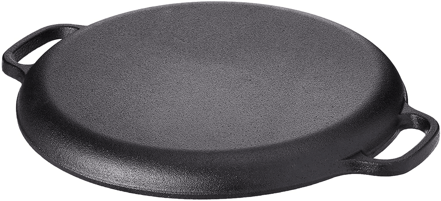 Cast Iron Pizza Pan-14” Skillet for Cooking, Baking, Grilling-Durable FredCo
