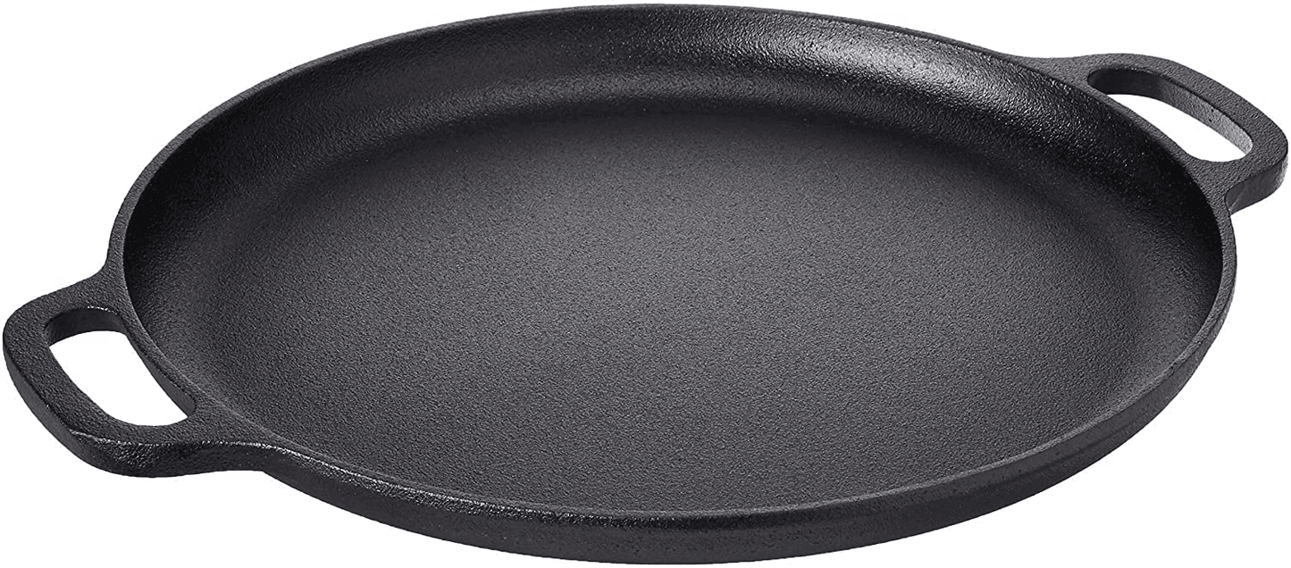 Cast Iron Pizza Pan-14” Skillet for Cooking, Baking, Grilling-Durable FredCo