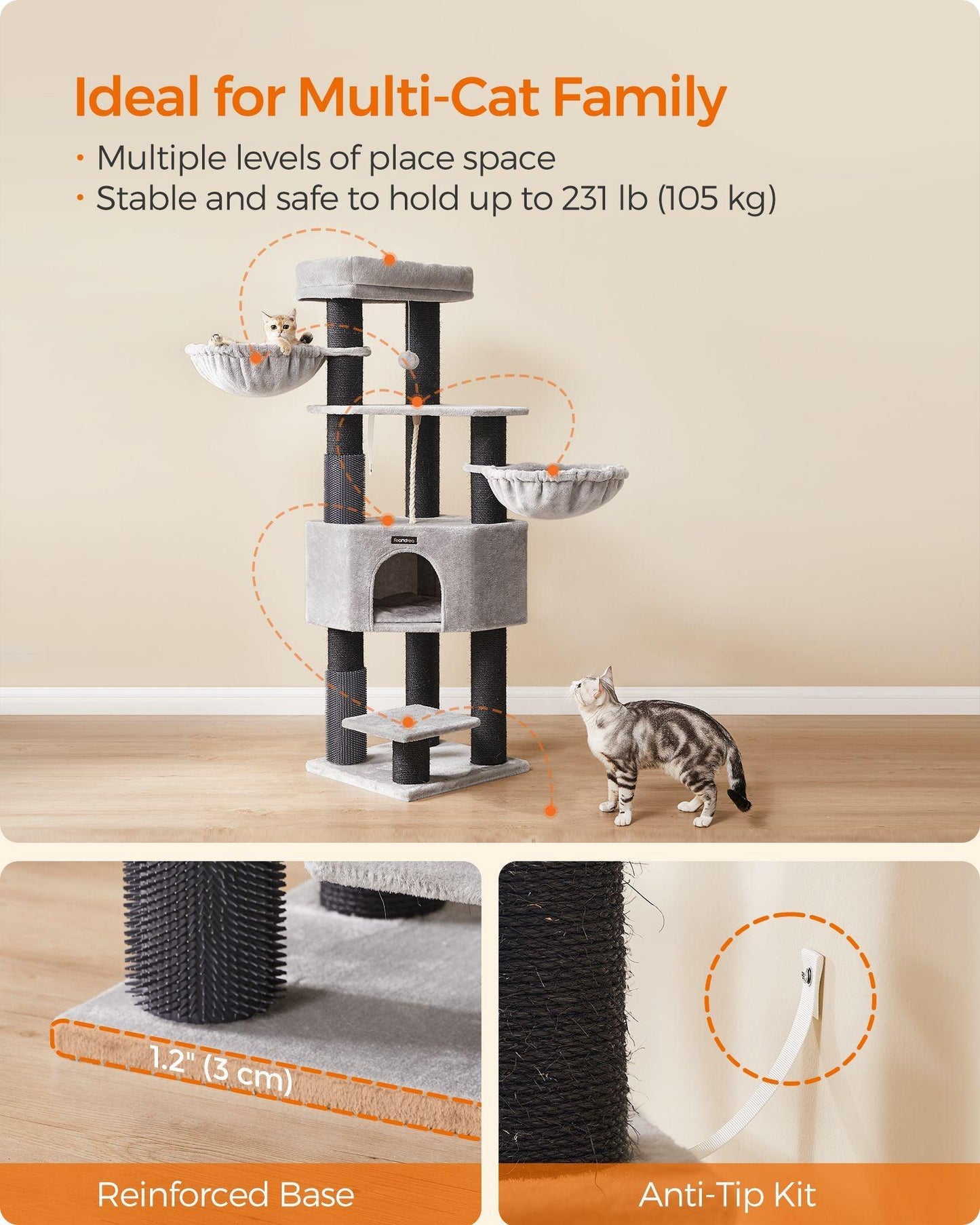 Cat Tree Gray and Black FredCo