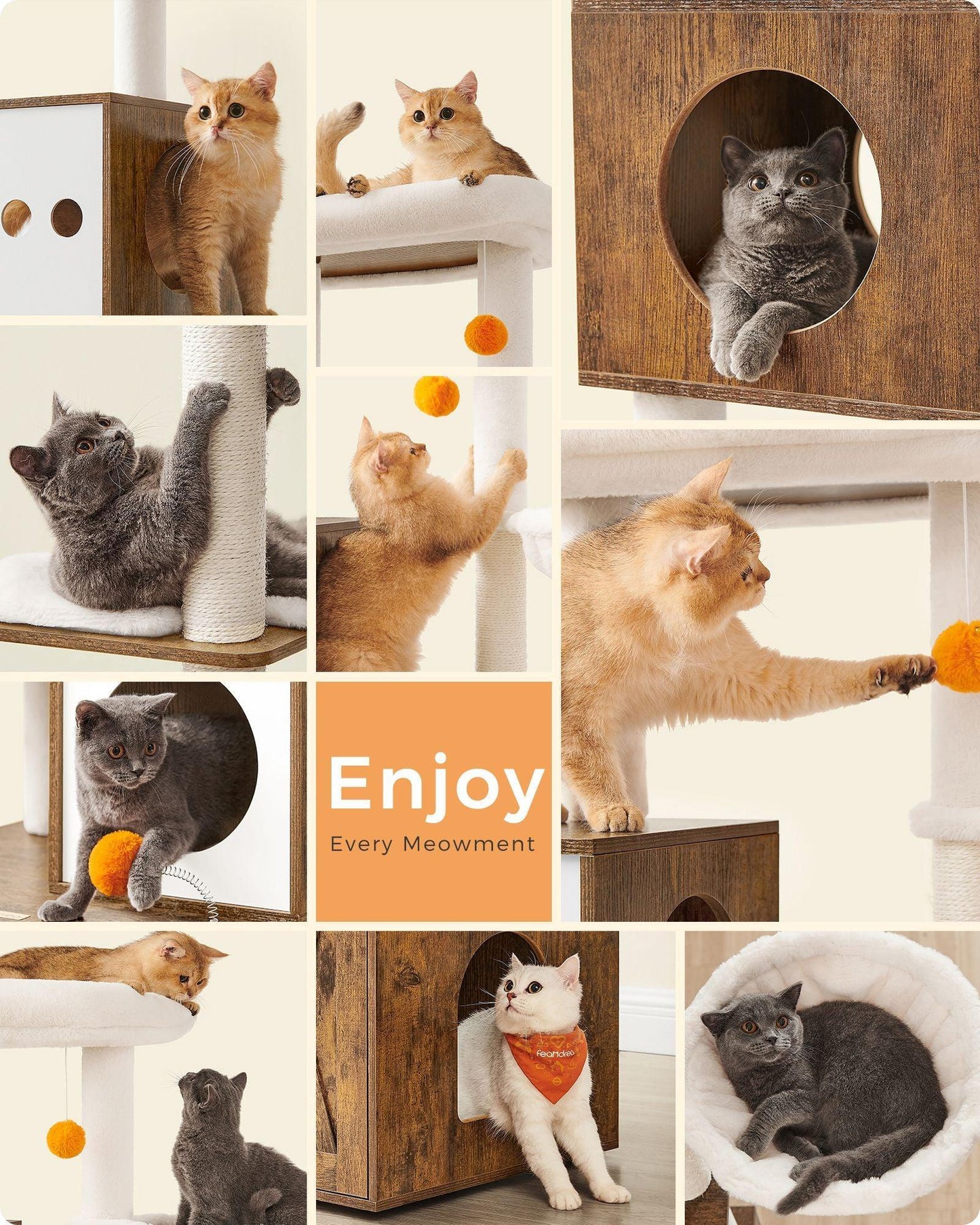 Cat Tree with Litter Box Enclosure and Scratching Posts FredCo