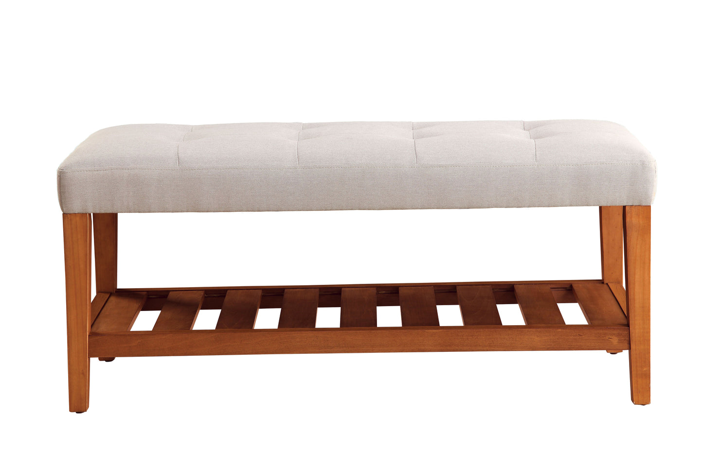 Charla Light Gray Fabric & Oak Finish Bench FredCo