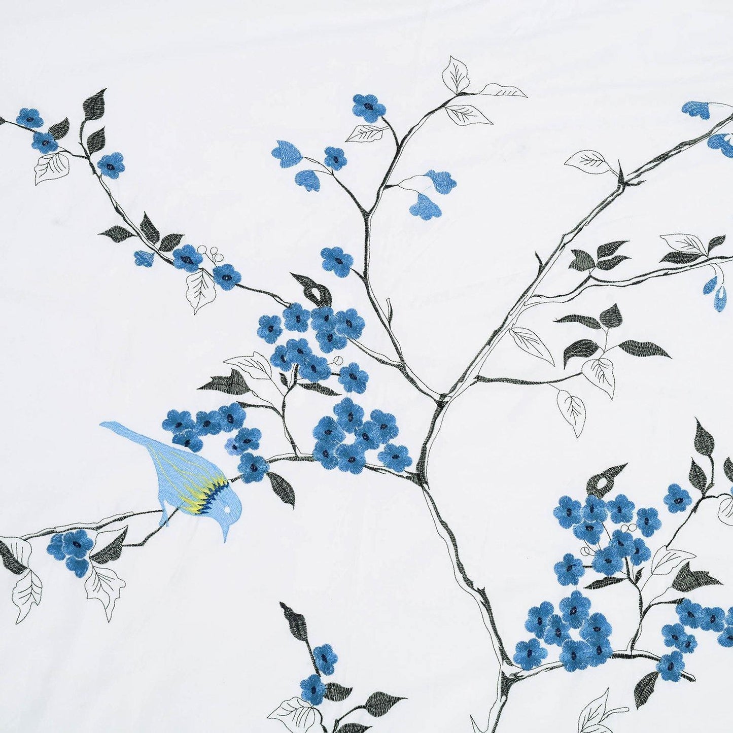 Cherry Garden 100% Cotton Embroidered Floral Bird Duvet Cover Set FredCo