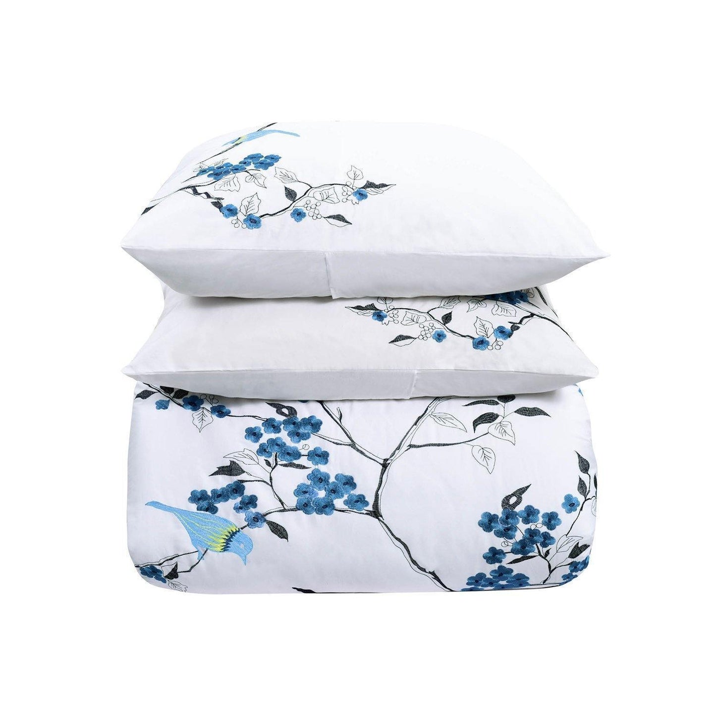 Cherry Garden 100% Cotton Embroidered Floral Bird Duvet Cover Set FredCo