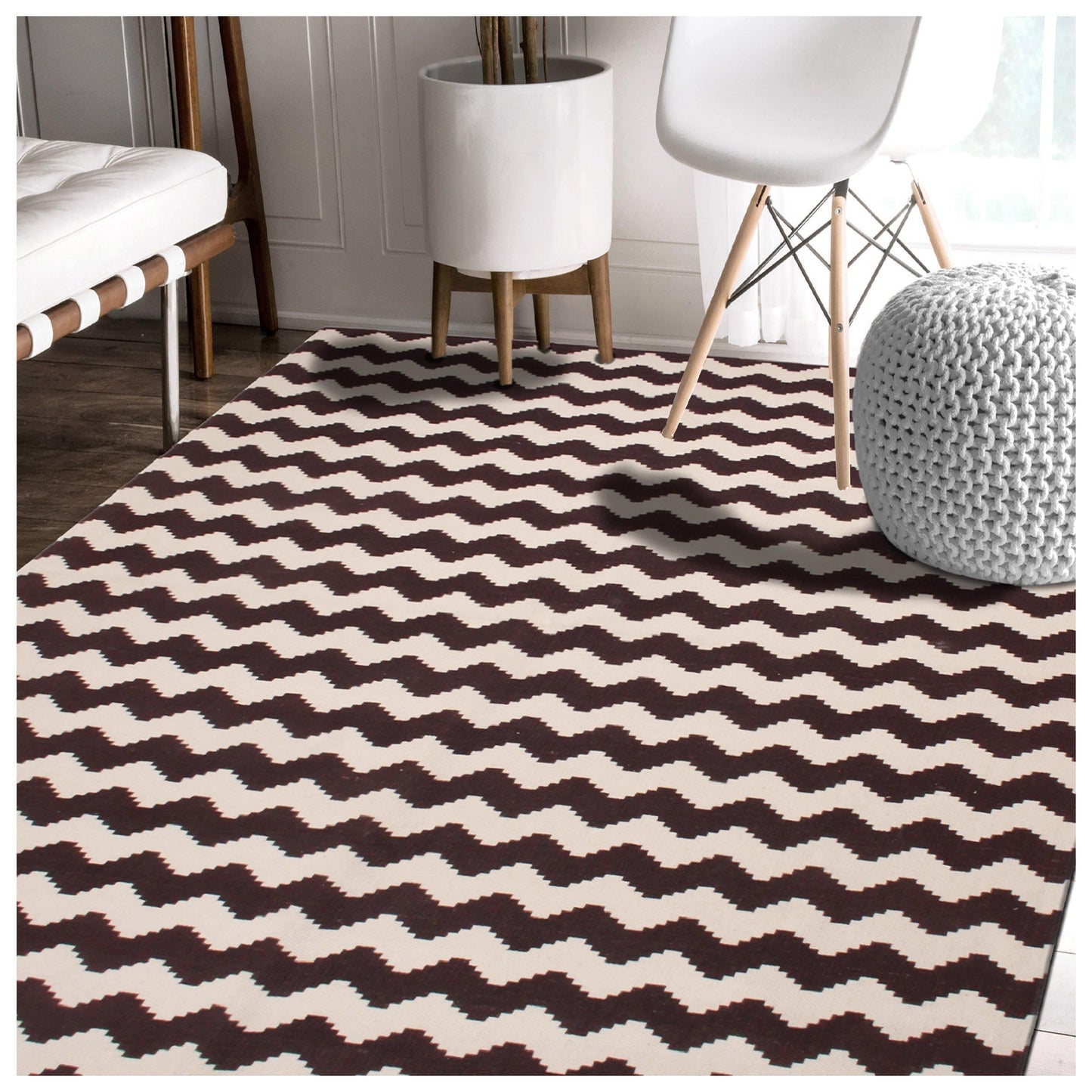 Chevron Zig-Zag Wavy 100% Cotton Printed Rug FredCo