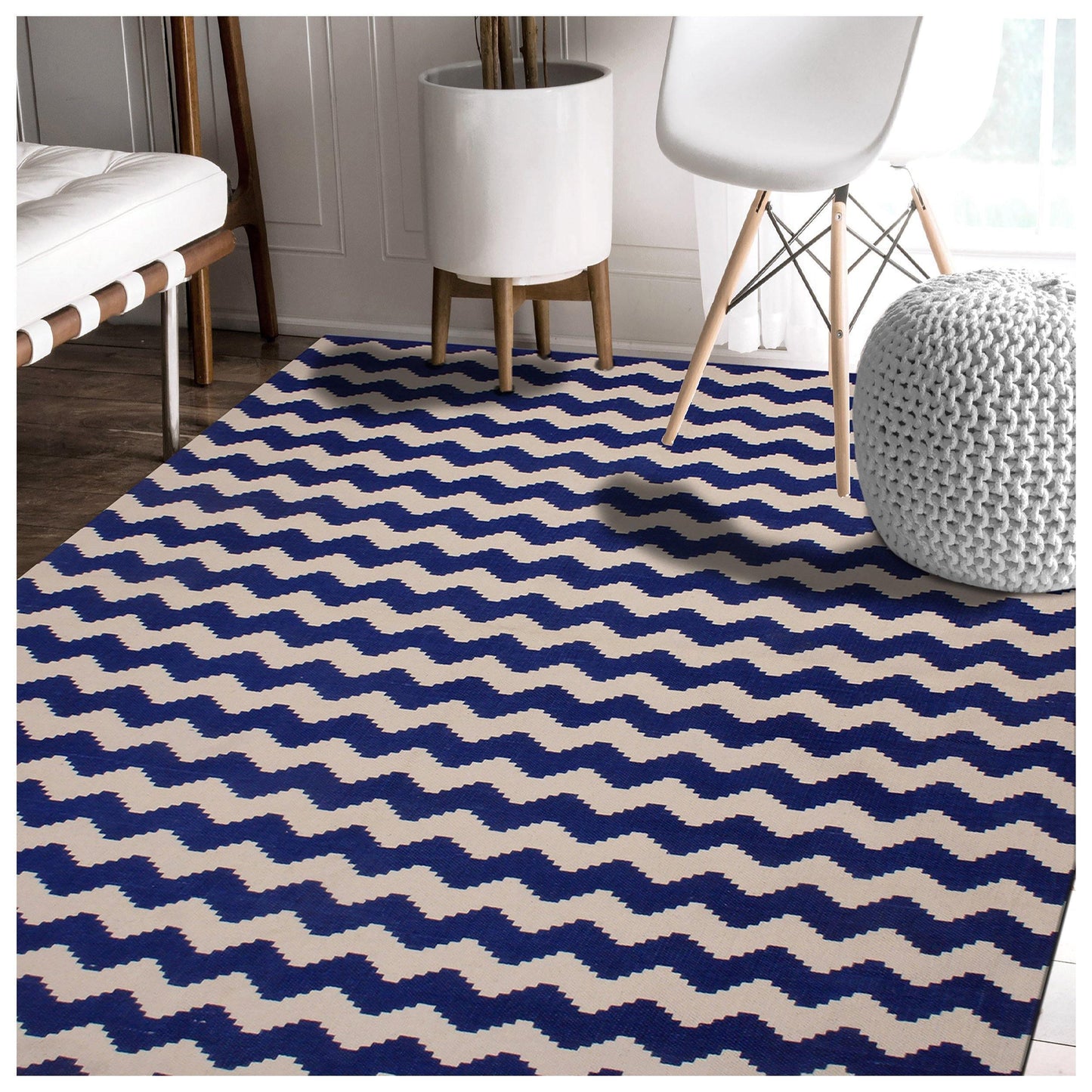Chevron Zig-Zag Wavy 100% Cotton Printed Rug FredCo
