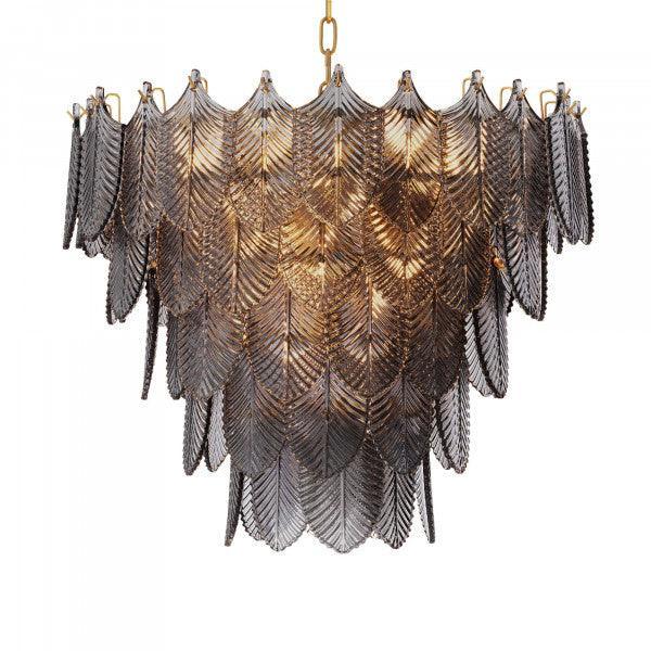 Clara Chandelier, Iron & Smoke grey glass FredCo