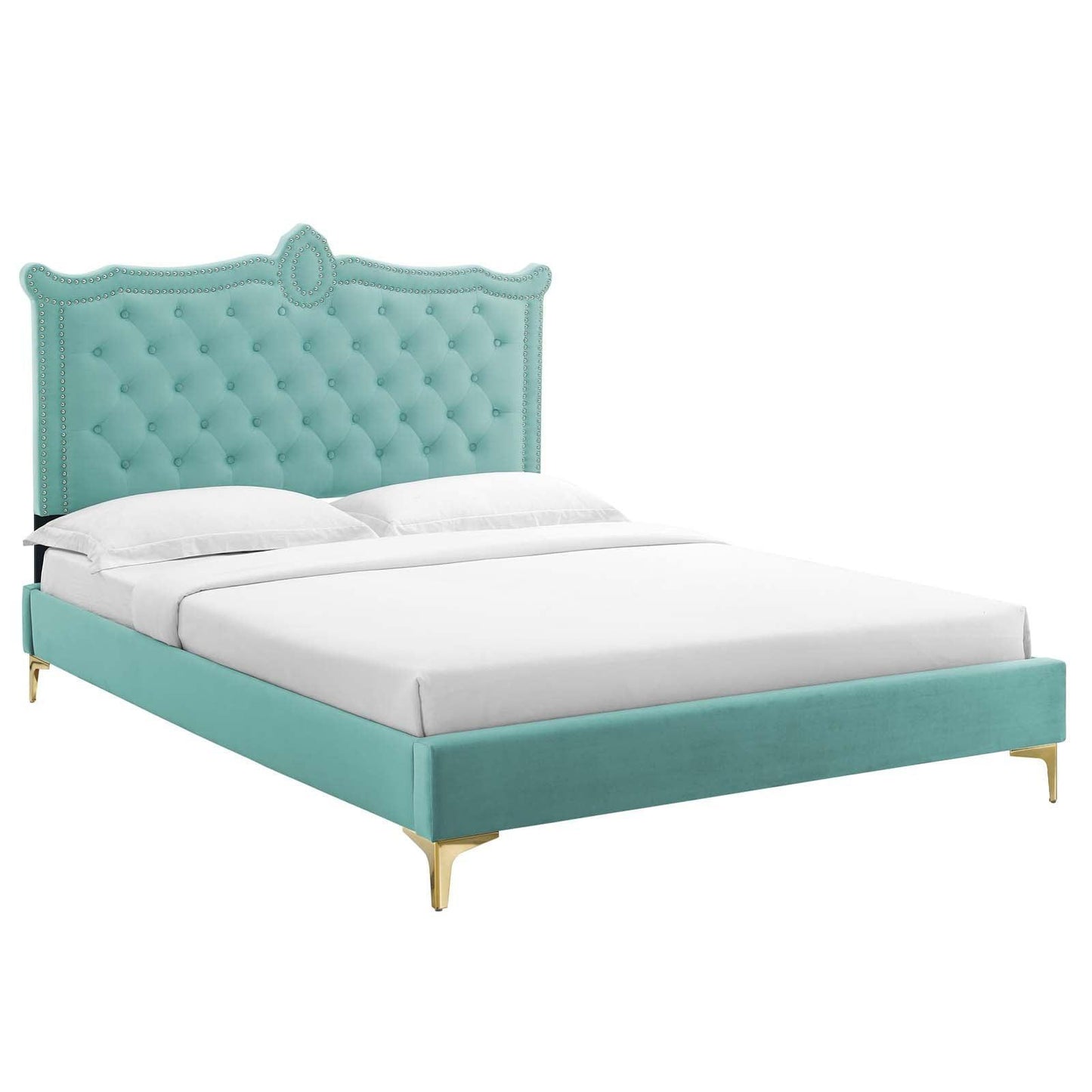 Clara Performance Velvet Queen Platform Bed, MOD-6592 FredCo
