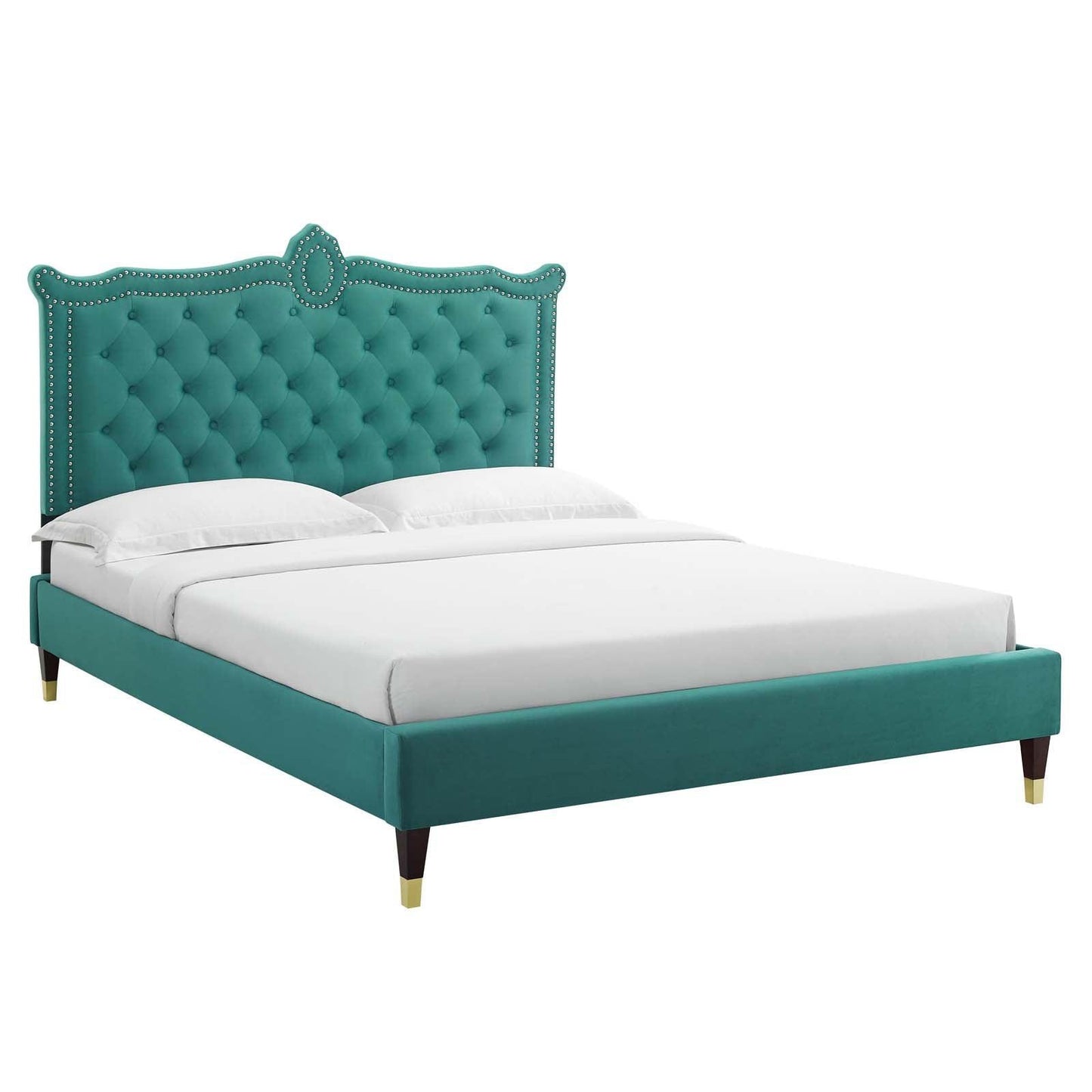 Clara Performance Velvet Queen Platform Bed, MOD-6593 FredCo