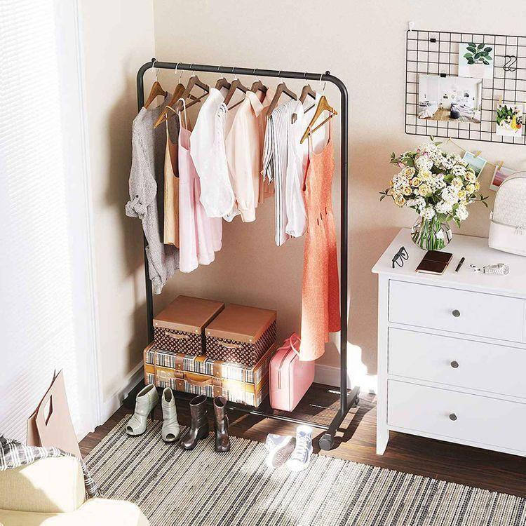 Clothes Rack with Wheels Black FredCo