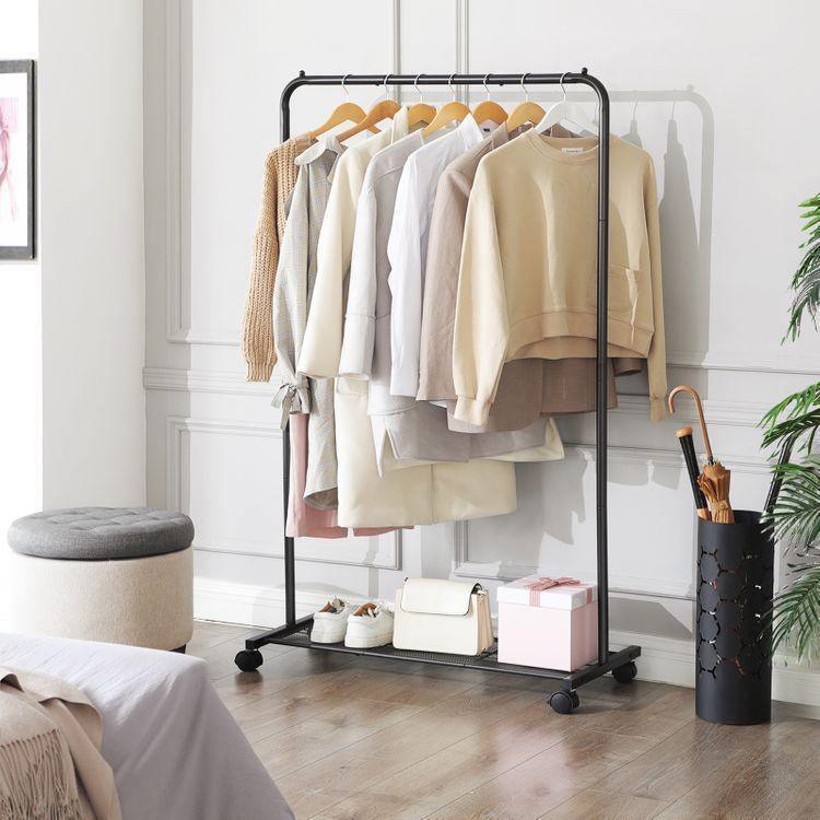 Clothes Rack with Wheels Black FredCo