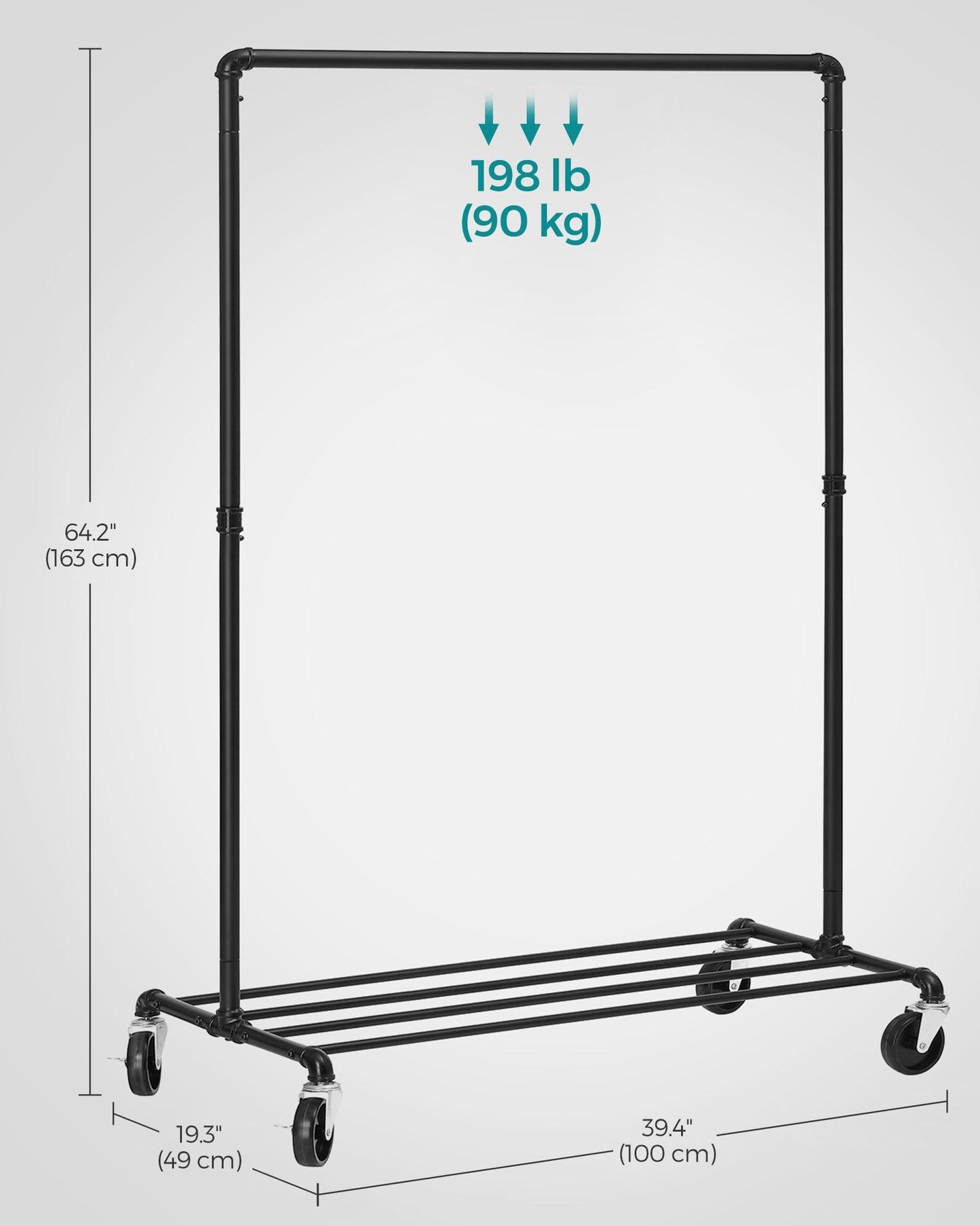 Clothing Rack on Wheels Black FredCo