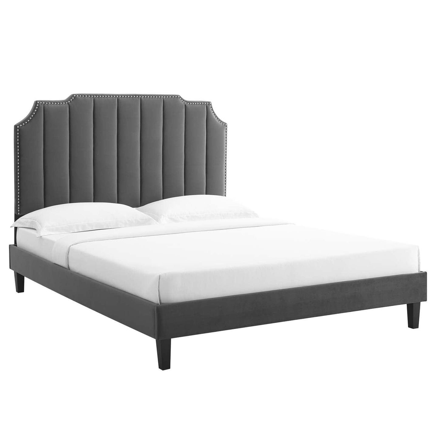 Colette Queen Performance Velvet Platform Bed, MOD-6585 FredCo
