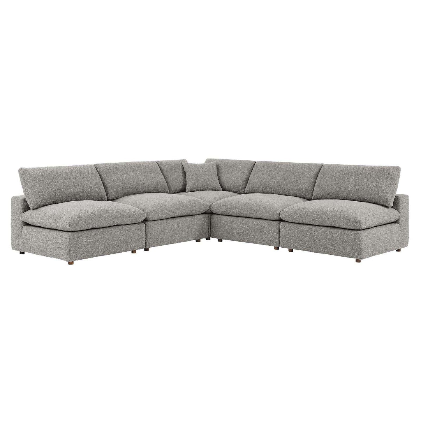 Commix Down Filled Overstuffed Boucle Fabric 5-Piece Sectional Sofa, EEI-6367 FredCo