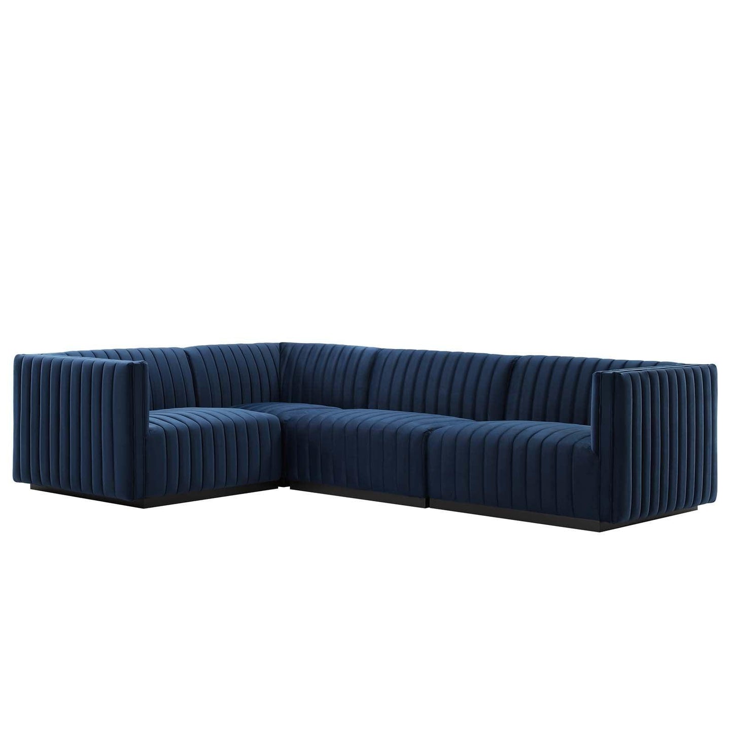 Conjure Channel Tufted Performance Velvet 4-Piece Sectional, EEI-5769 FredCo