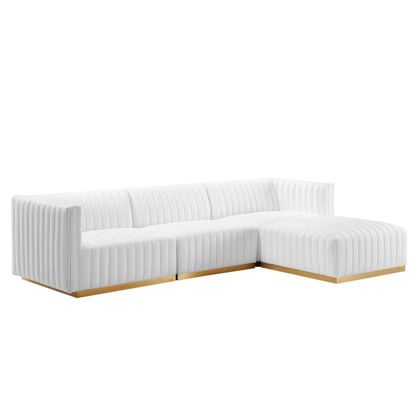 Conjure Channel Tufted Performance Velvet 4-Piece Sectional, EEI-5844 FredCo