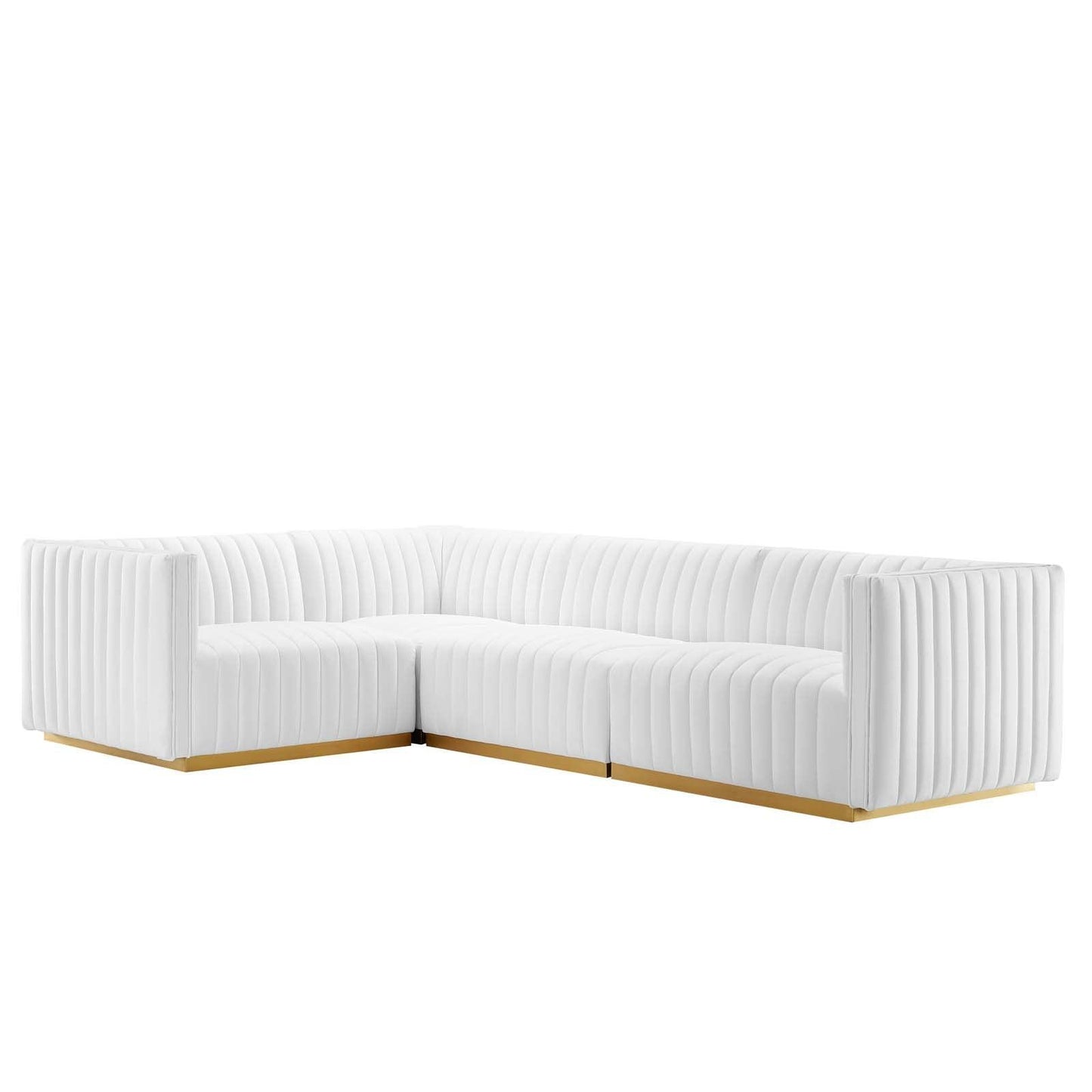 Conjure Channel Tufted Performance Velvet 4-Piece Sectional, EEI-5847 FredCo