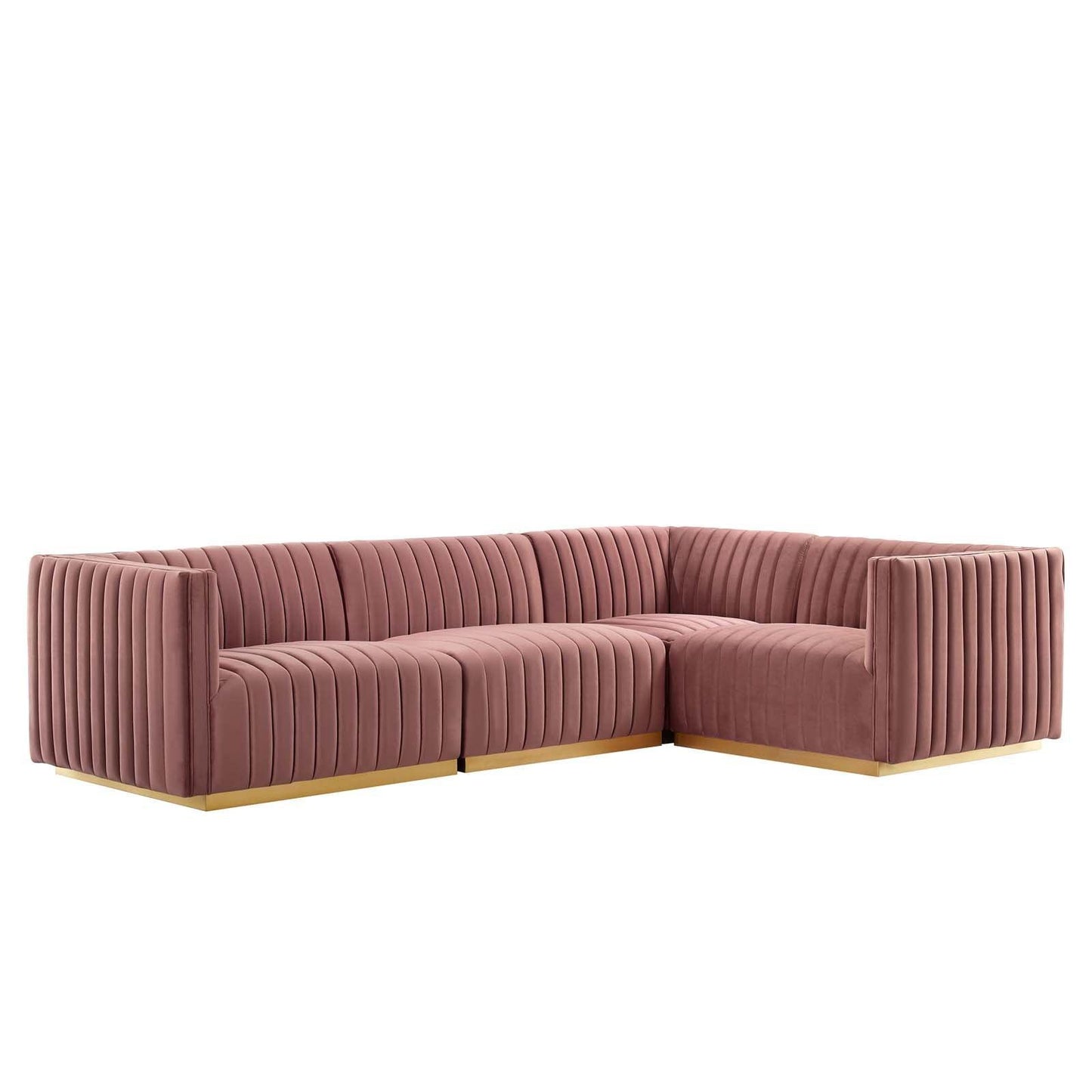 Conjure Channel Tufted Performance Velvet 4-Piece Sectional, EEI-5848 FredCo