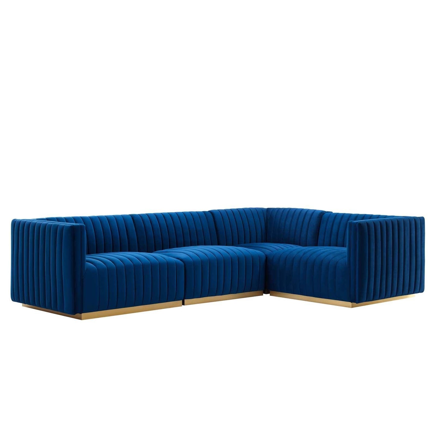 Conjure Channel Tufted Performance Velvet 4-Piece Sectional, EEI-5848 FredCo