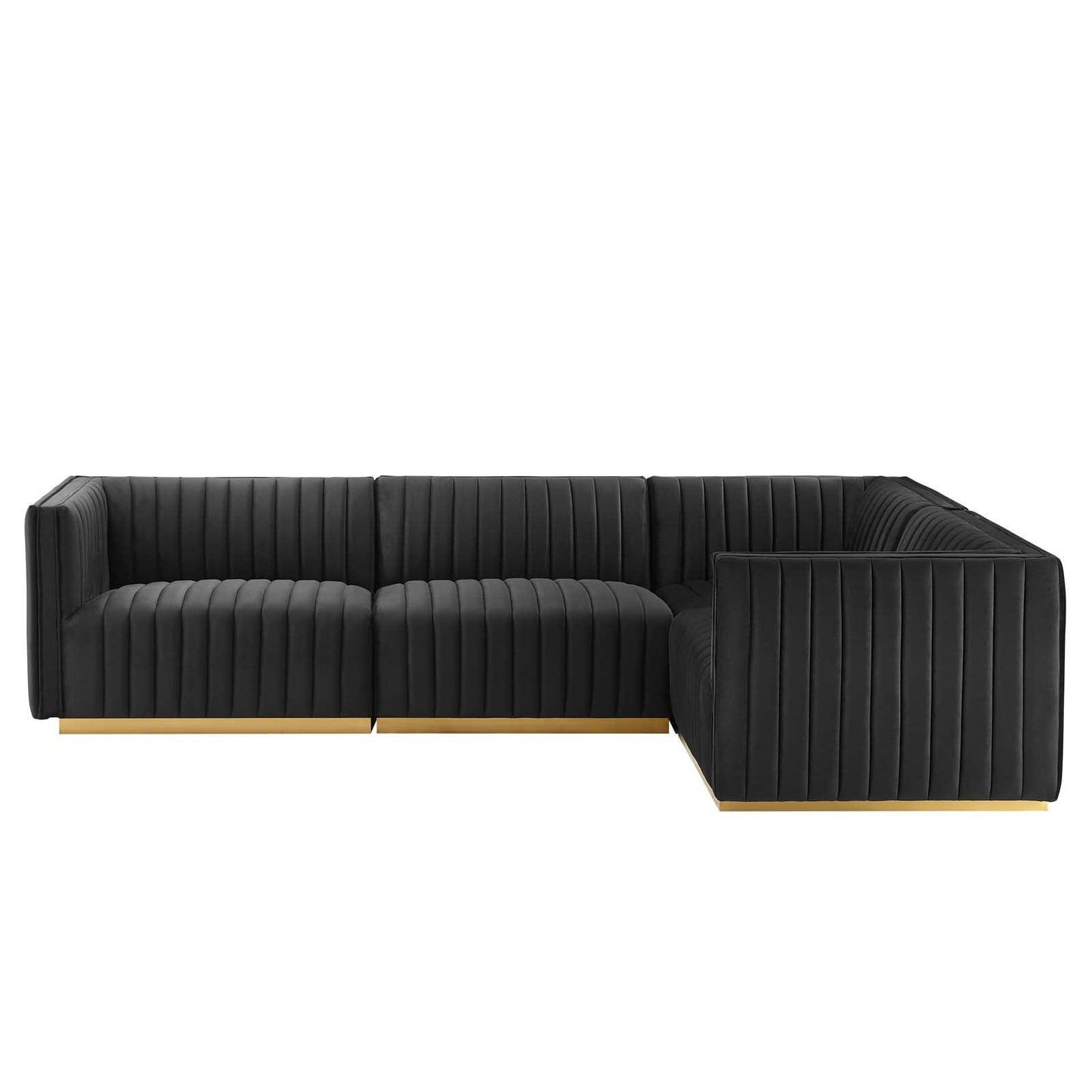 Conjure Channel Tufted Performance Velvet 4-Piece Sectional, EEI-5848 FredCo