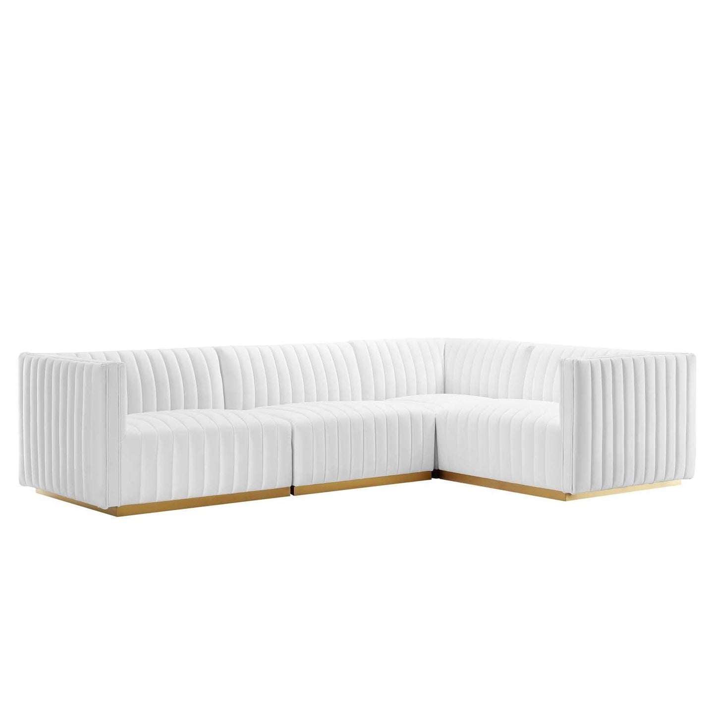 Conjure Channel Tufted Performance Velvet 4-Piece Sectional, EEI-5848 FredCo