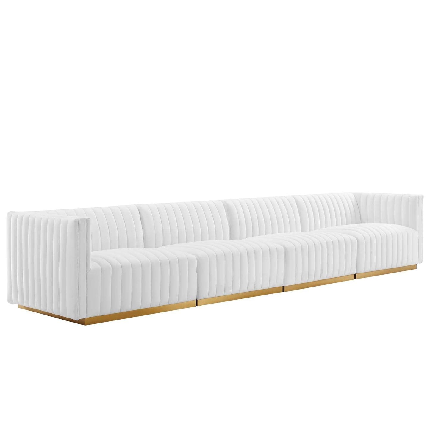 Conjure Channel Tufted Performance Velvet 4-Piece Sofa, EEI-5845 FredCo