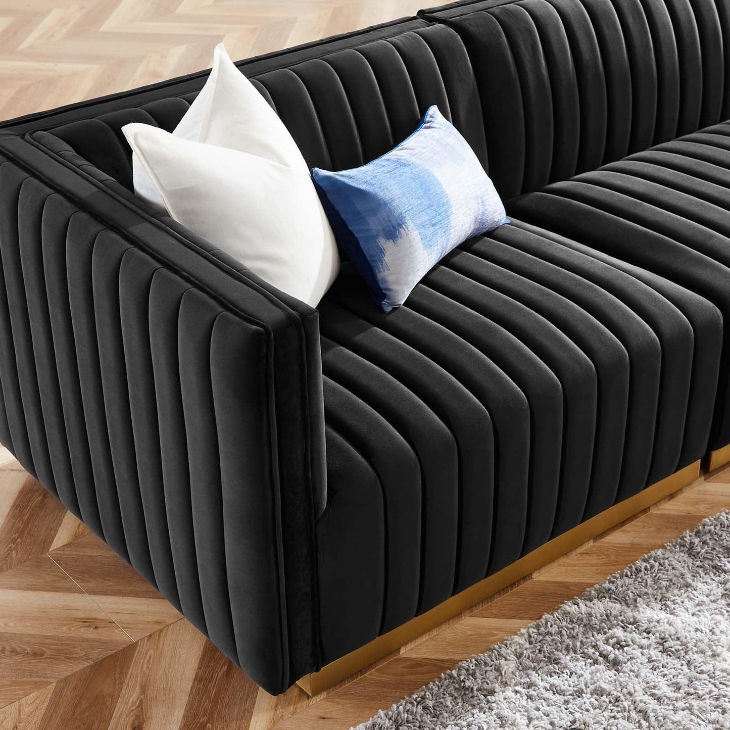 Conjure Channel Tufted Performance Velvet 4-Piece Sofa, EEI-5845 FredCo