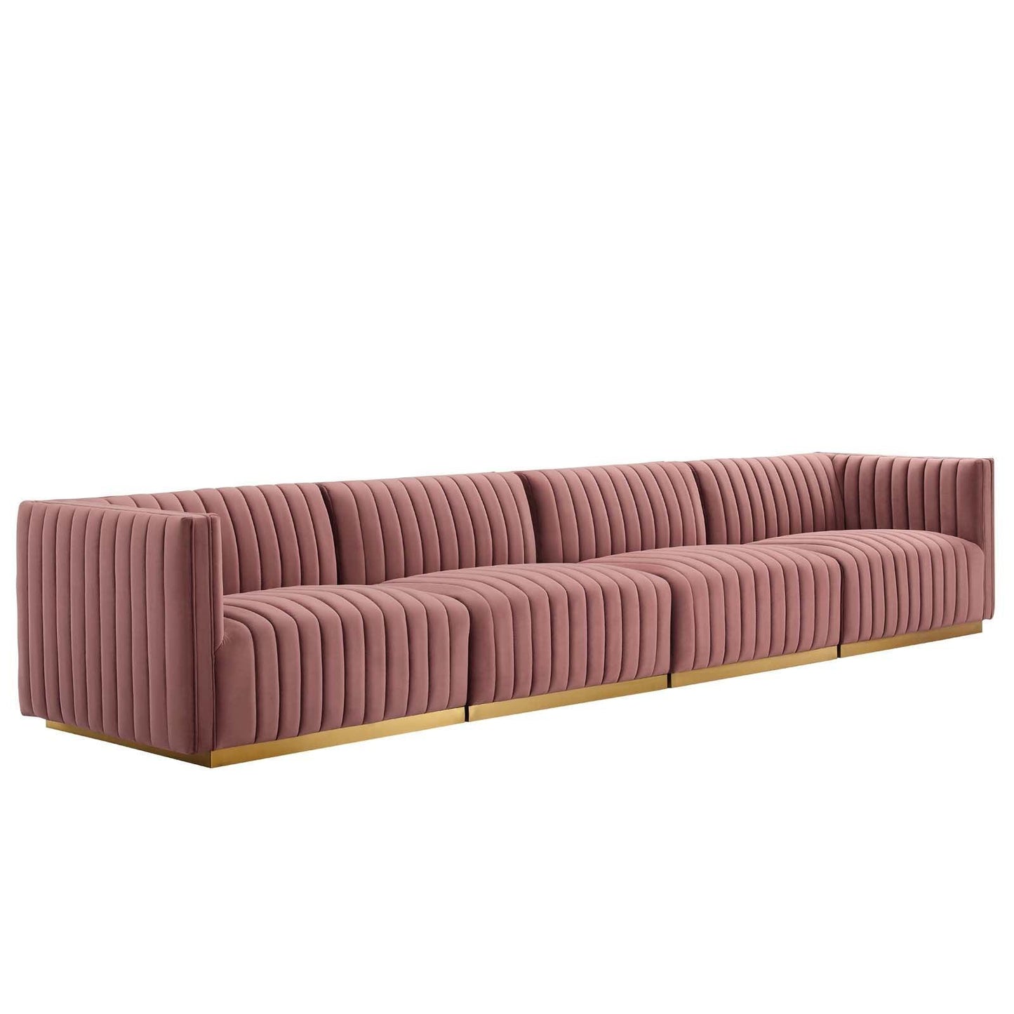 Conjure Channel Tufted Performance Velvet 4-Piece Sofa, EEI-5845 FredCo