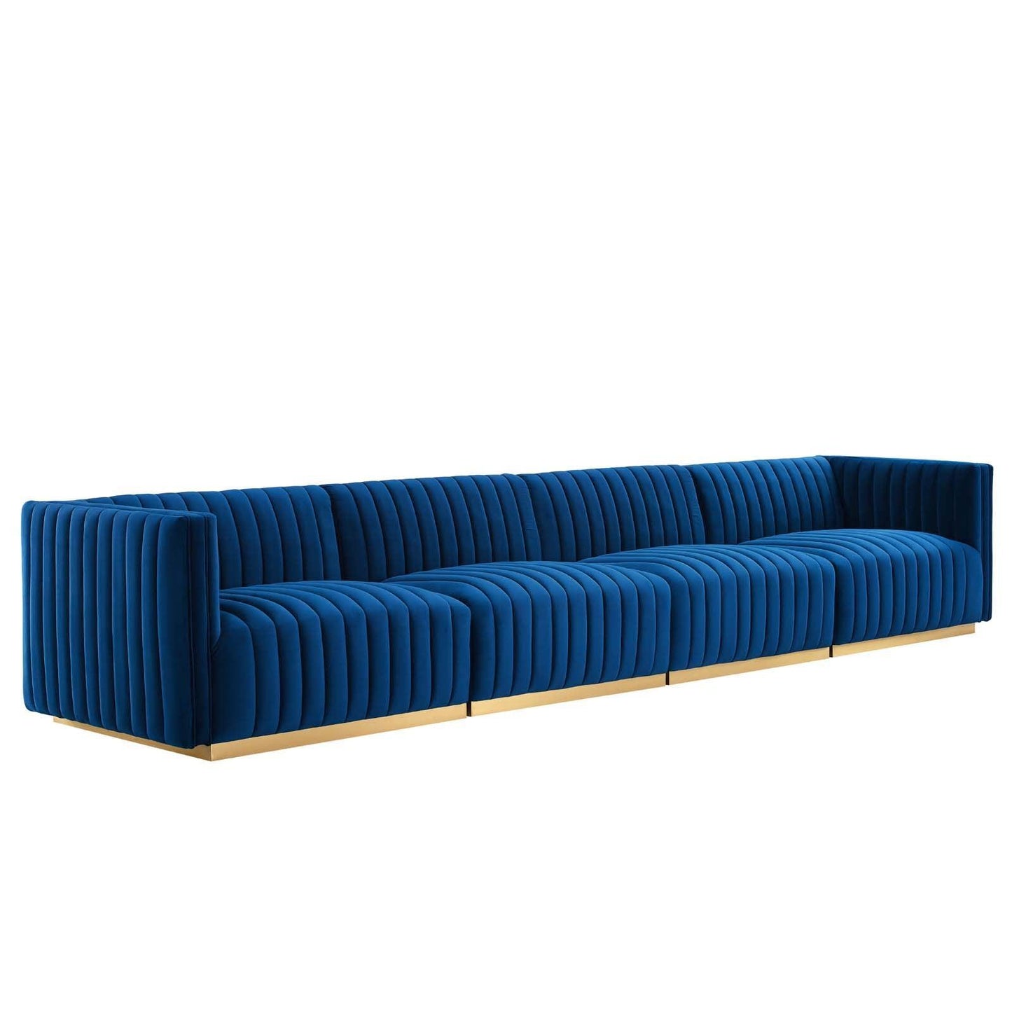 Conjure Channel Tufted Performance Velvet 4-Piece Sofa, EEI-5845 FredCo