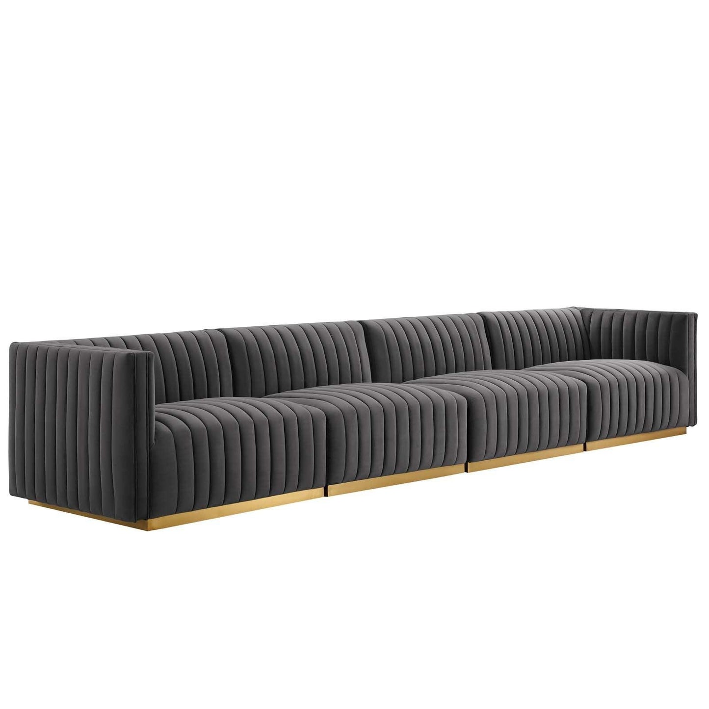 Conjure Channel Tufted Performance Velvet 4-Piece Sofa, EEI-5845 FredCo