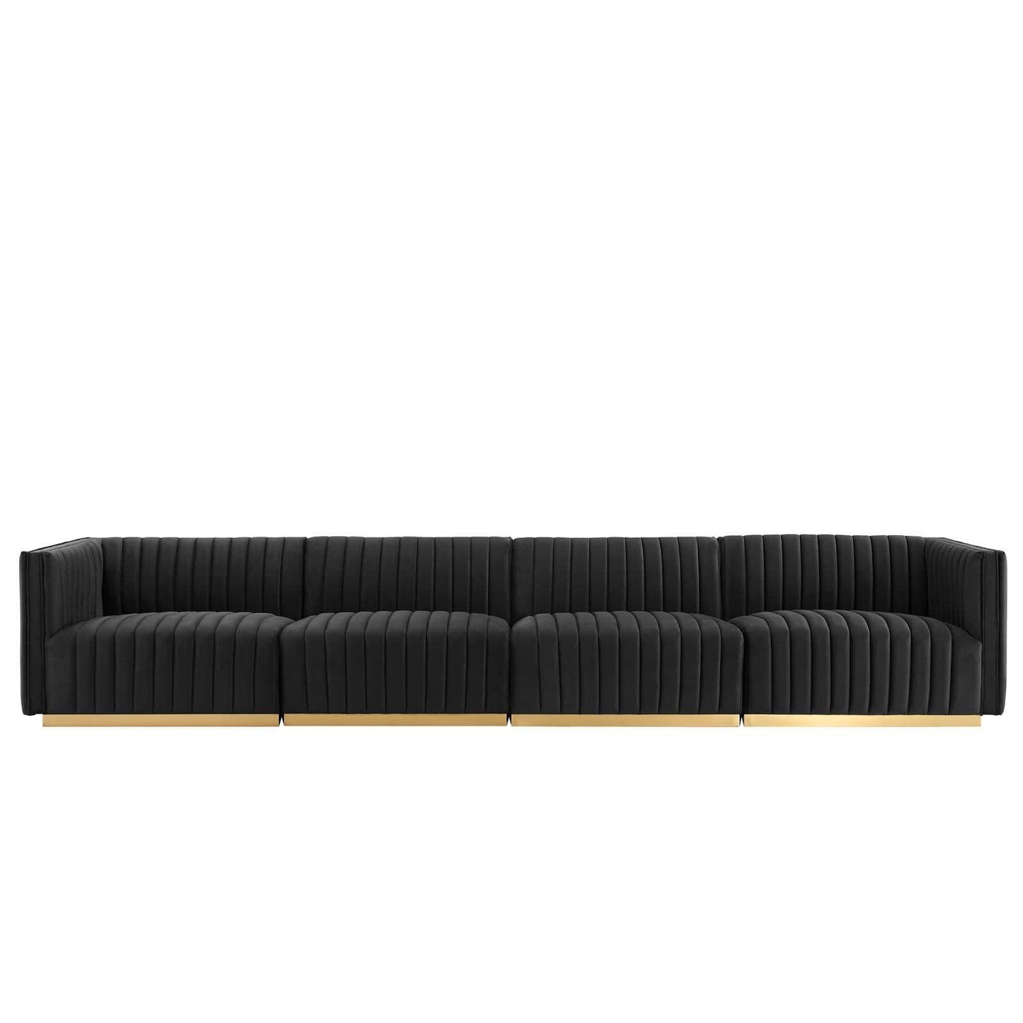 Conjure Channel Tufted Performance Velvet 4-Piece Sofa, EEI-5845 FredCo