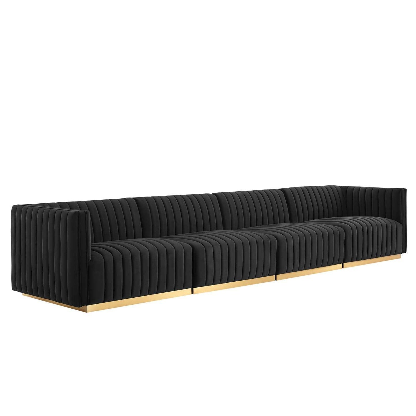 Conjure Channel Tufted Performance Velvet 4-Piece Sofa, EEI-5845 FredCo