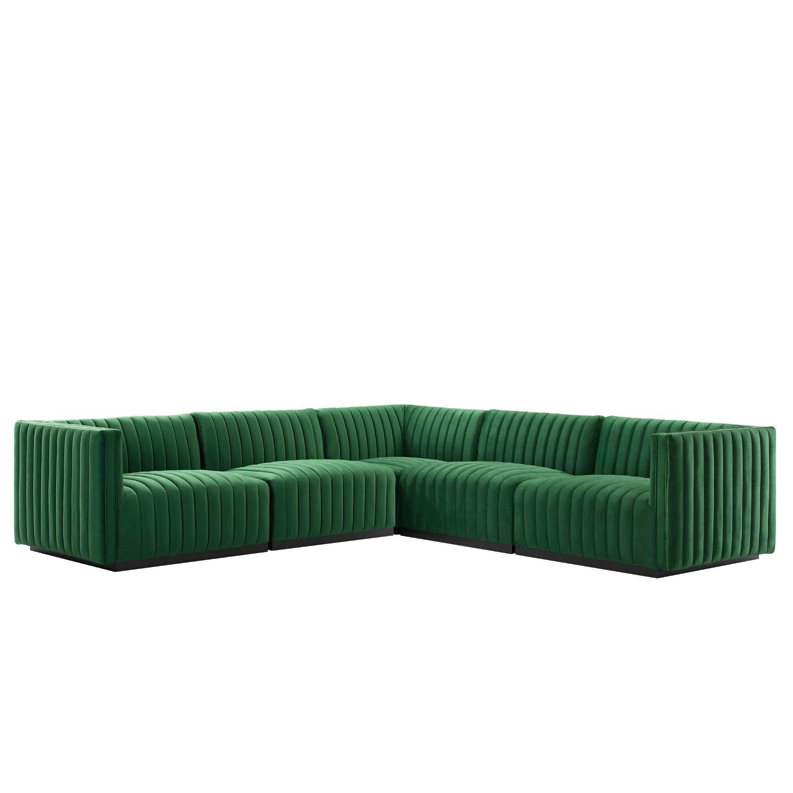 Conjure Channel Tufted Performance Velvet 5-Piece Sectional, EEI-5772 FredCo