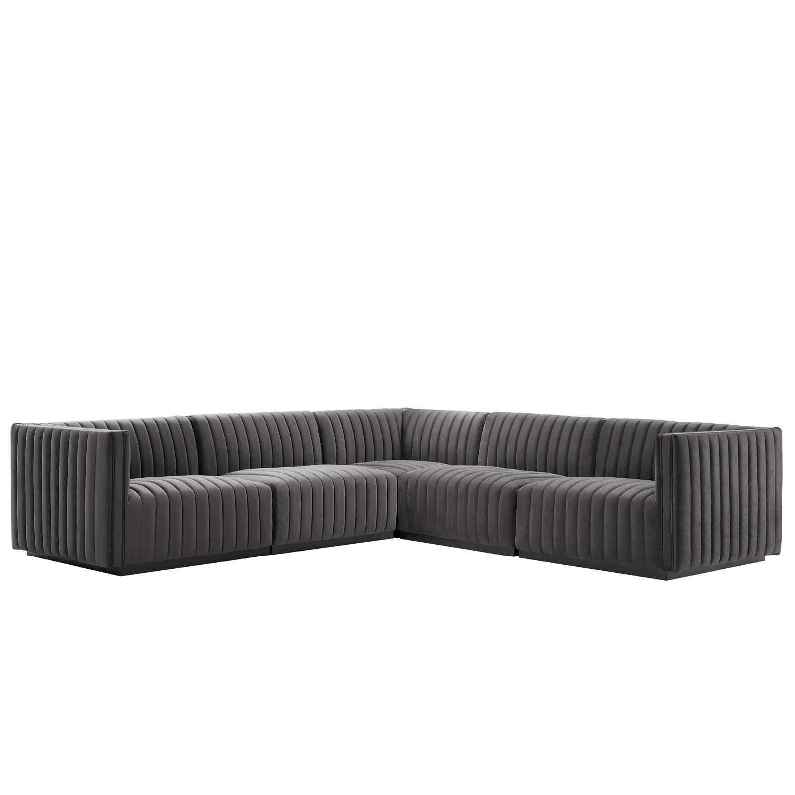 Conjure Channel Tufted Performance Velvet 5-Piece Sectional, EEI-5772 FredCo