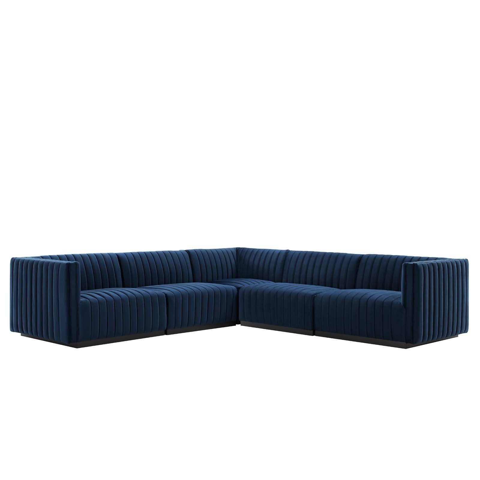 Conjure Channel Tufted Performance Velvet 5-Piece Sectional, EEI-5772 FredCo