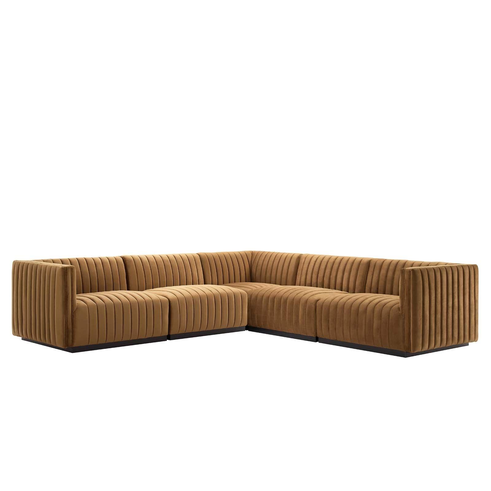 Conjure Channel Tufted Performance Velvet 5-Piece Sectional, EEI-5772 FredCo