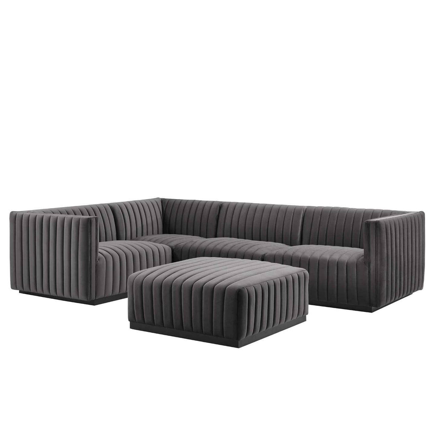 Conjure Channel Tufted Performance Velvet 5-Piece Sectional, EEI-5774 FredCo