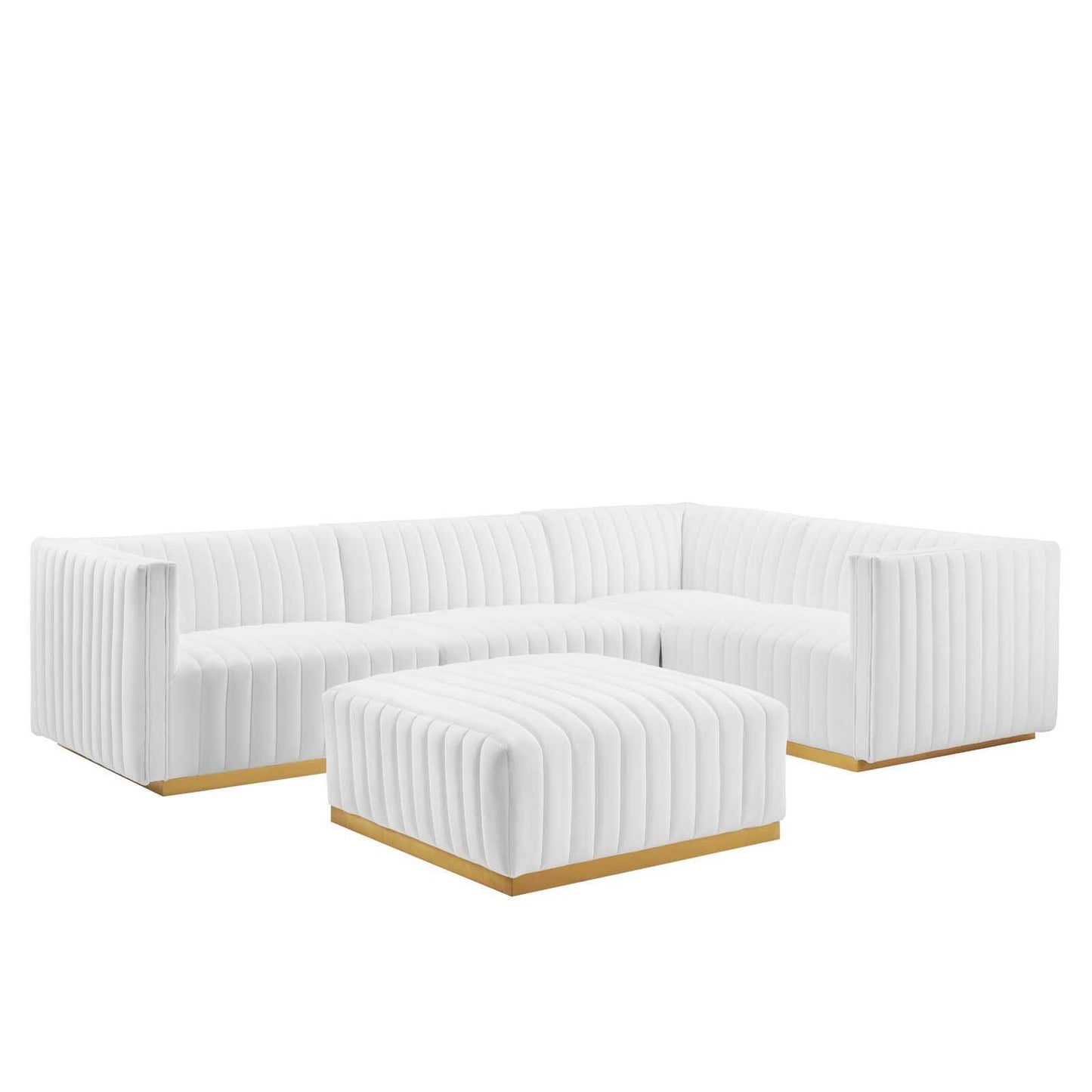 Conjure Channel Tufted Performance Velvet 5-Piece Sectional, EEI-5853 FredCo
