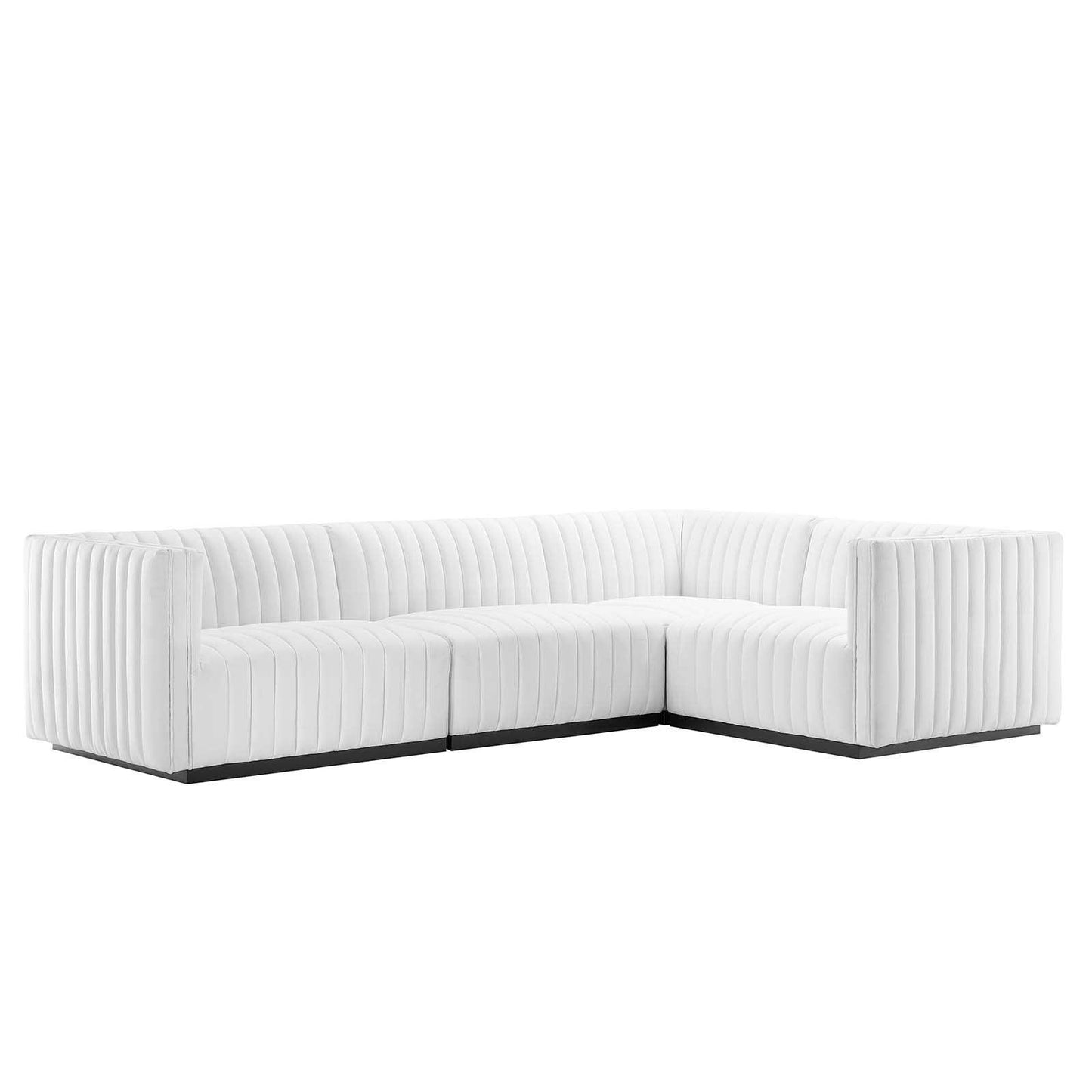 Conjure Channel Tufted Upholstered Fabric 4-Piece L-Shaped Sectional, EEI-5792 FredCo