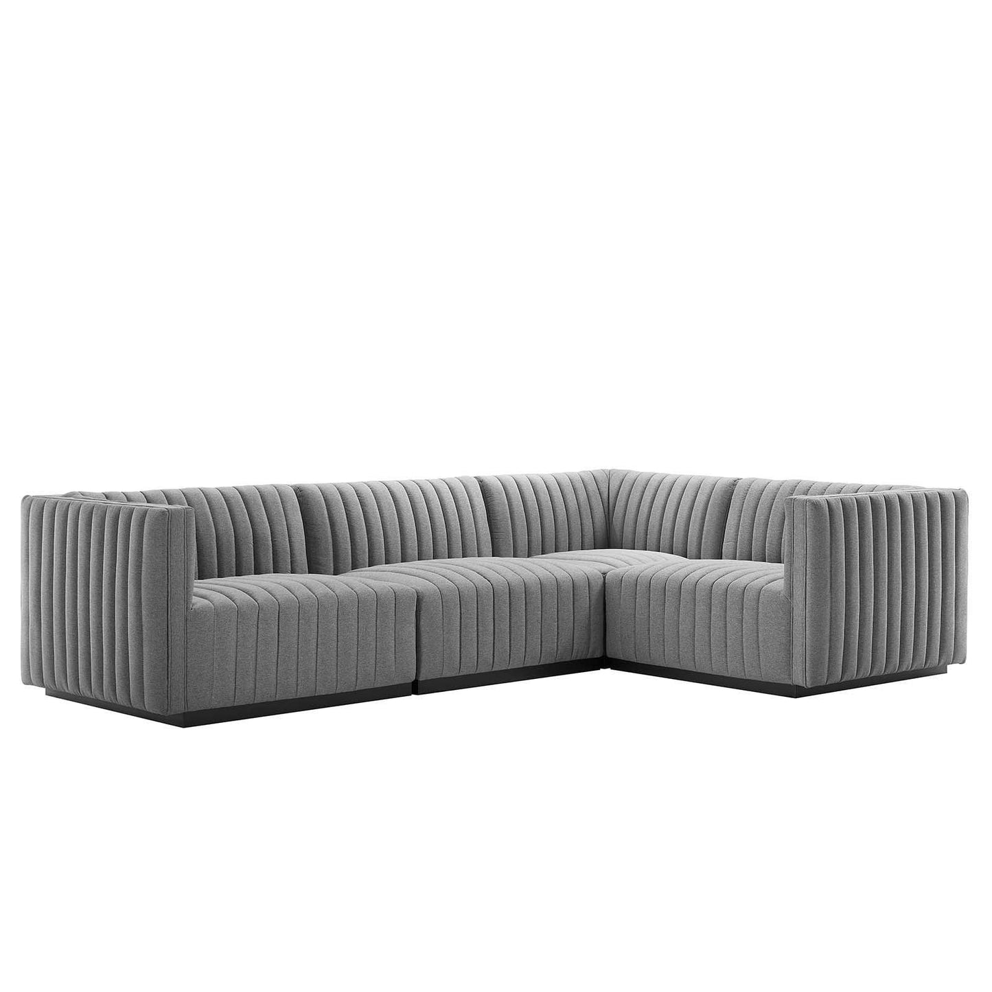 Conjure Channel Tufted Upholstered Fabric 4-Piece L-Shaped Sectional, EEI-5792 FredCo