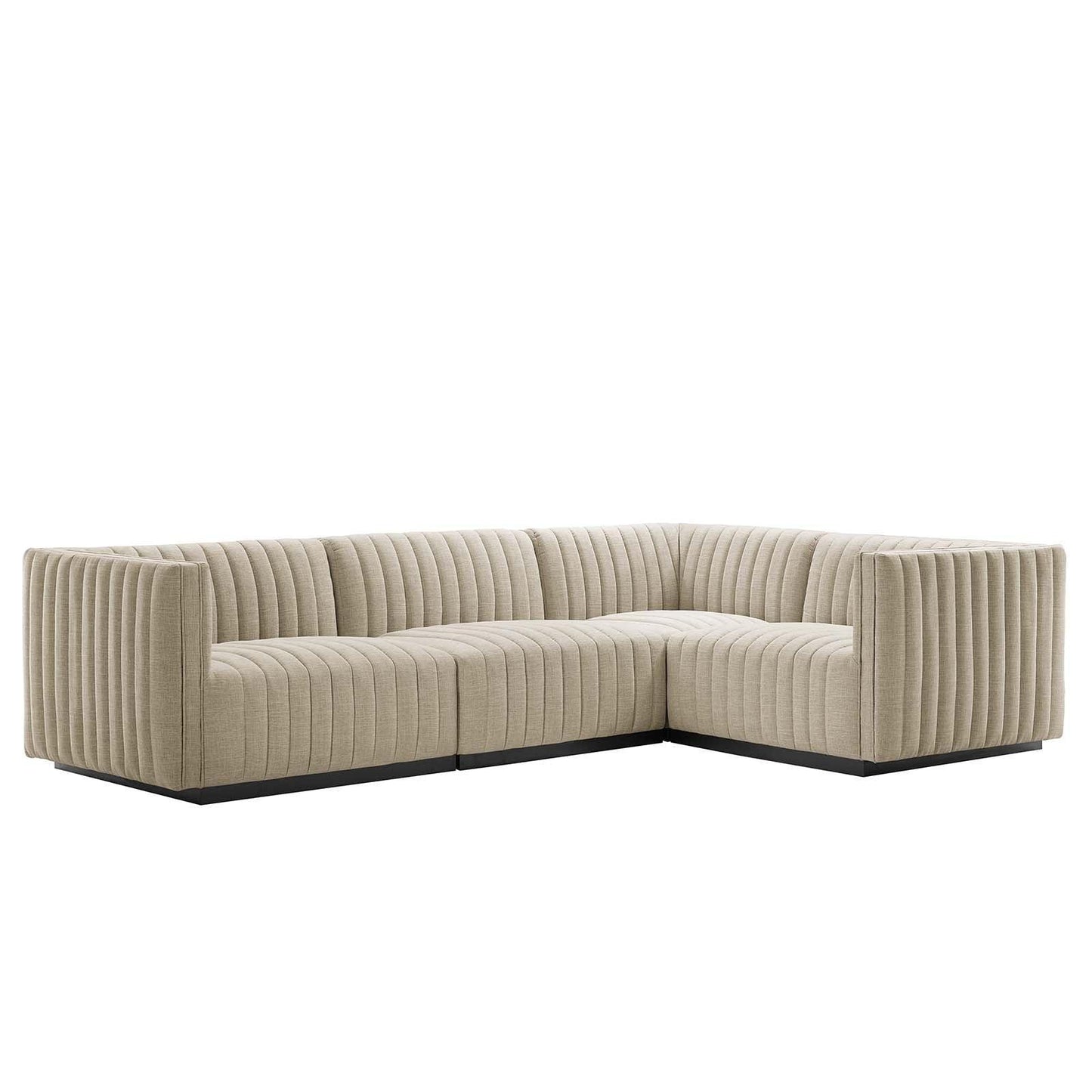 Conjure Channel Tufted Upholstered Fabric 4-Piece L-Shaped Sectional, EEI-5792 FredCo