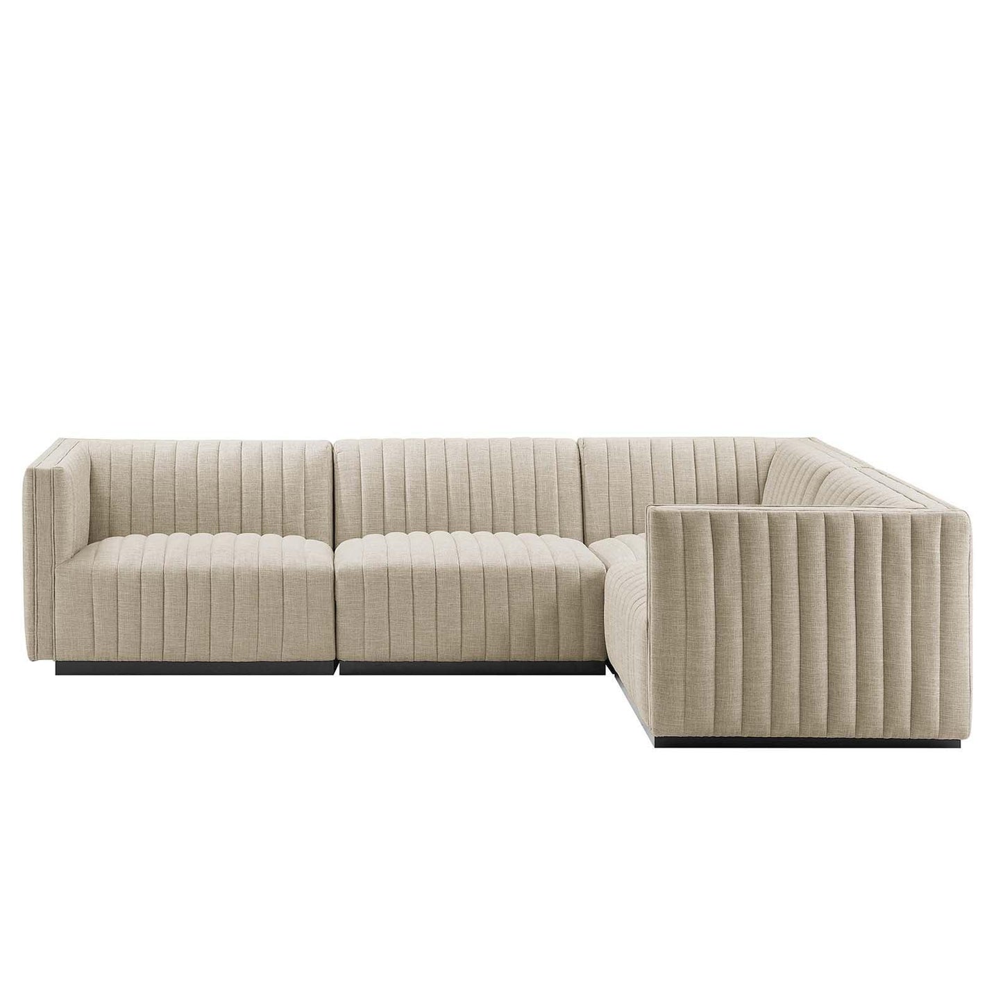 Conjure Channel Tufted Upholstered Fabric 4-Piece L-Shaped Sectional, EEI-5792 FredCo