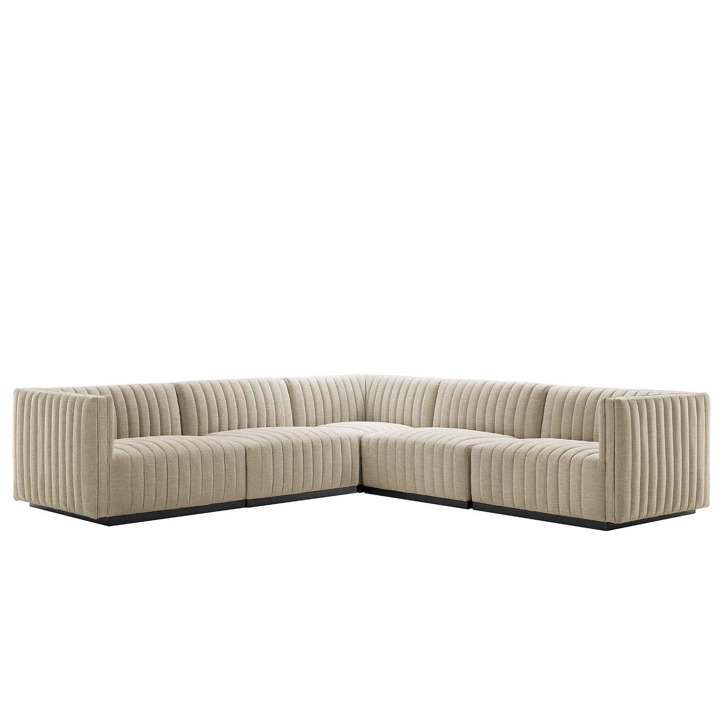 Conjure Channel Tufted Upholstered Fabric 5-Piece L-Shaped Sectional, EEI-5794 FredCo