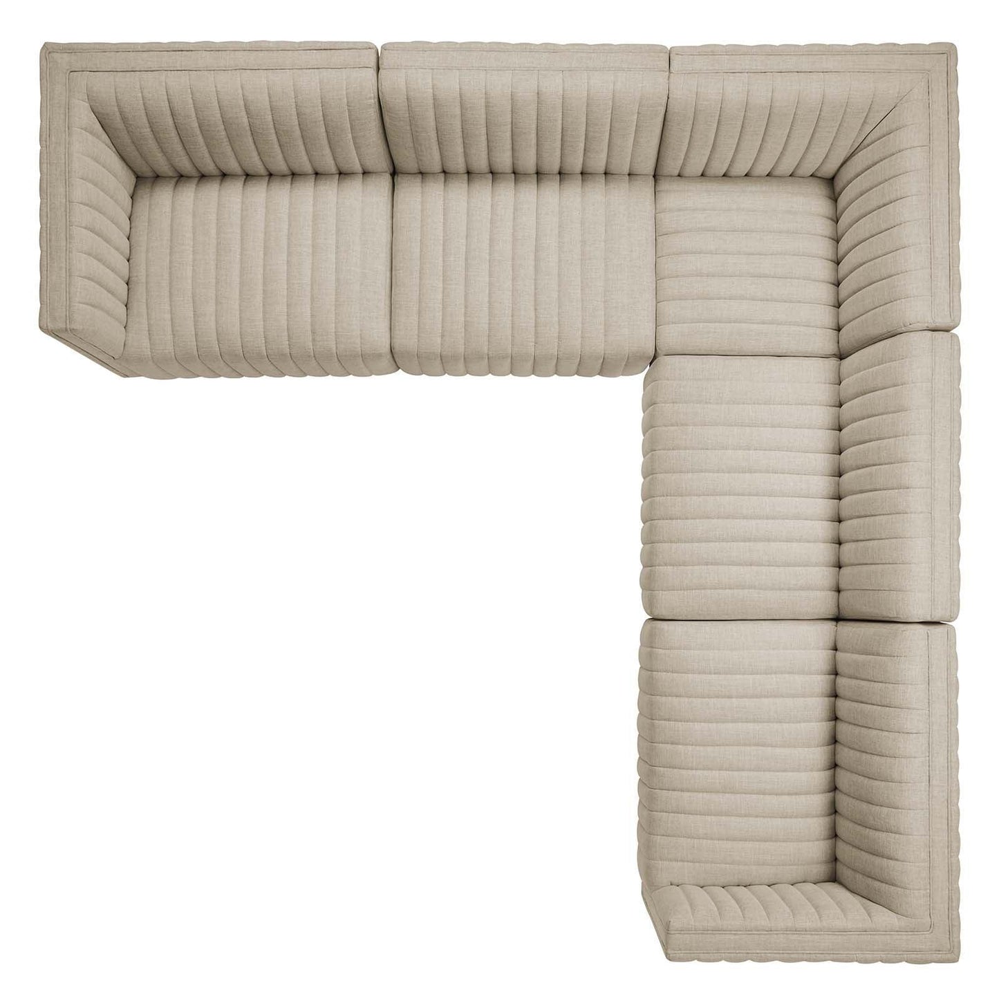 Conjure Channel Tufted Upholstered Fabric 5-Piece L-Shaped Sectional, EEI-5794 FredCo