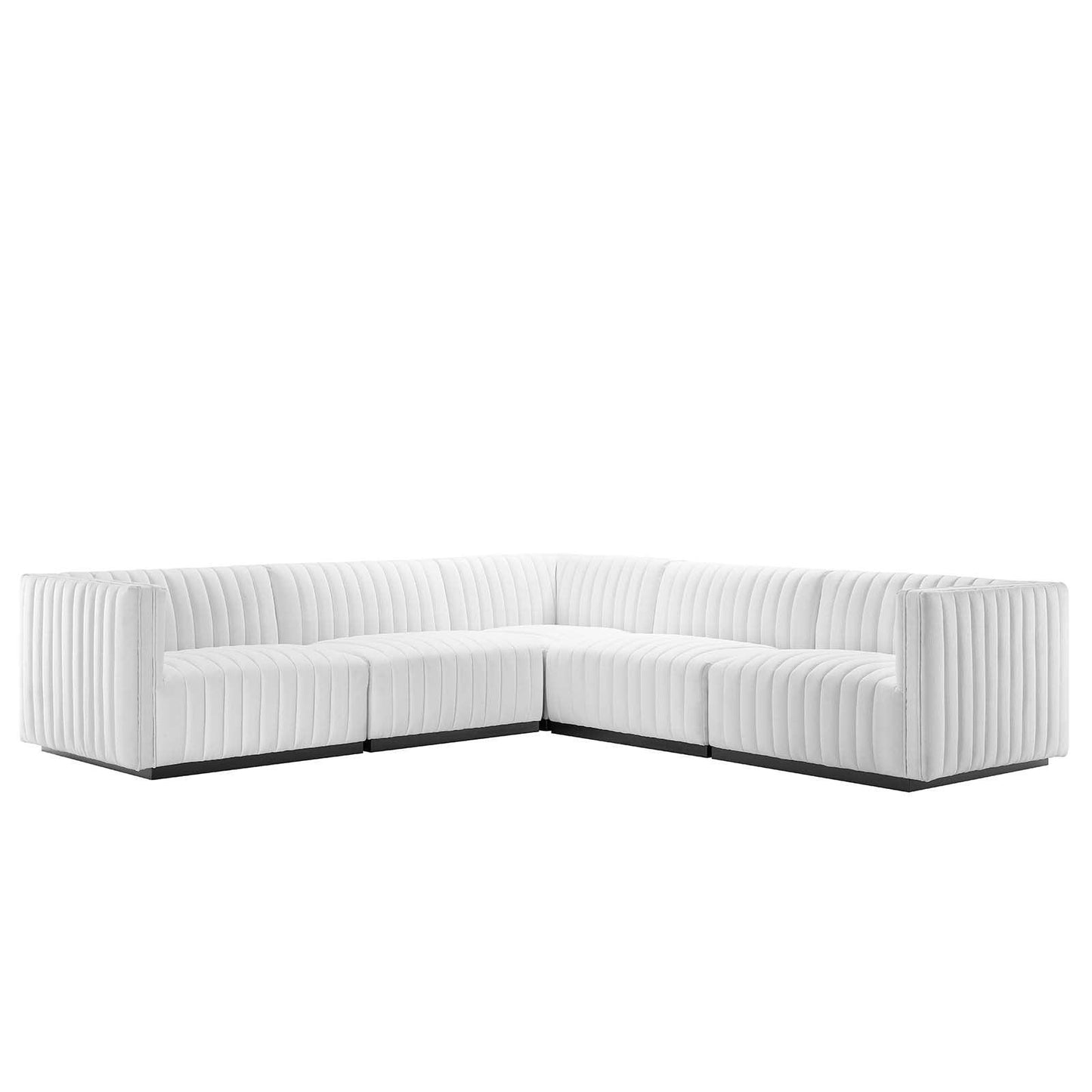 Conjure Channel Tufted Upholstered Fabric 5-Piece L-Shaped Sectional, EEI-5794 FredCo