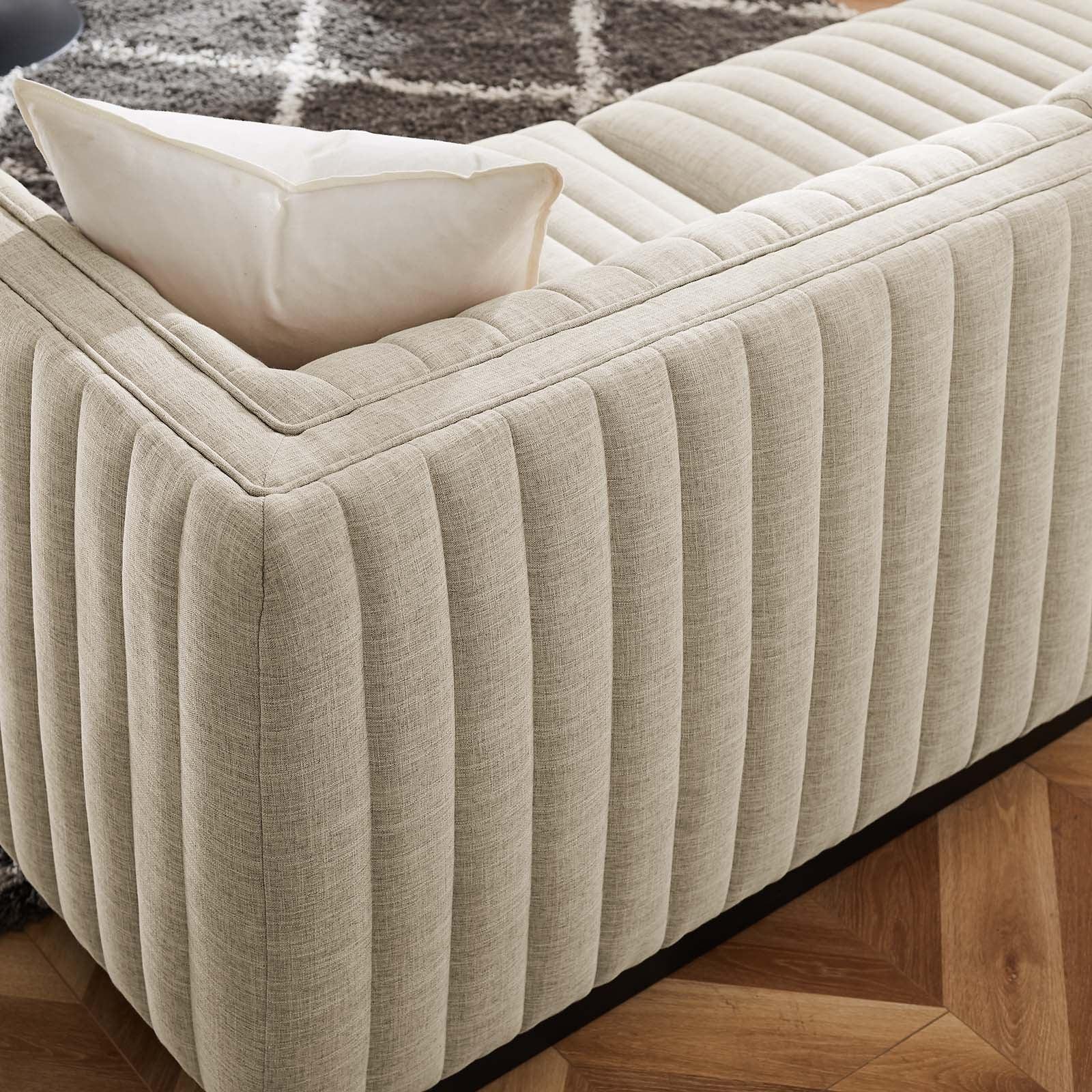 Conjure Channel Tufted Upholstered Fabric 5-Piece L-Shaped Sectional, EEI-5794 FredCo